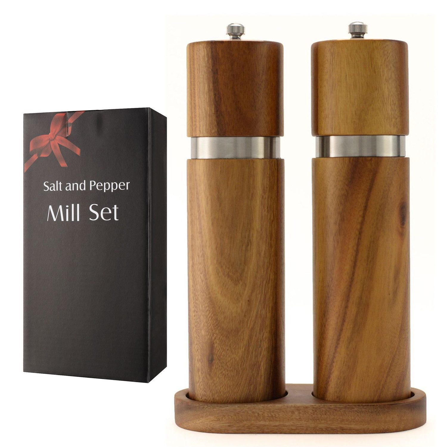 Salz-/Pfeffermühle Gewürzmühle Salz- und Pfeffermühle aus Akazienholz 2-teiliges Set