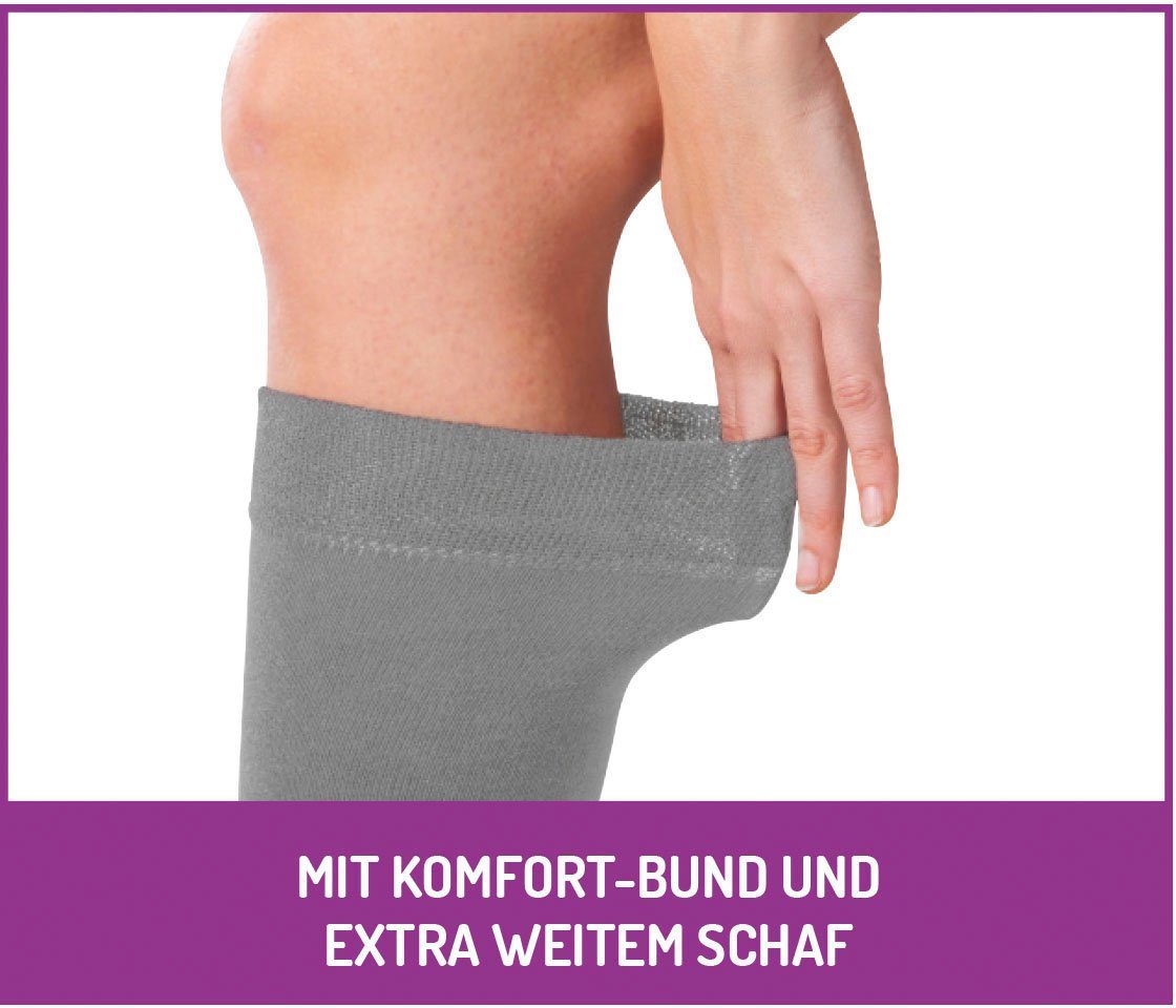Fußgut Diabetikersocken Venenfreund Kniestrümpfe mit Airchannel Fußbelüftung (2-Paar) verstärkte Fußpolsterung, weiter Bund, Druckentlastung, bequemer Bund – Bild 2 von 5