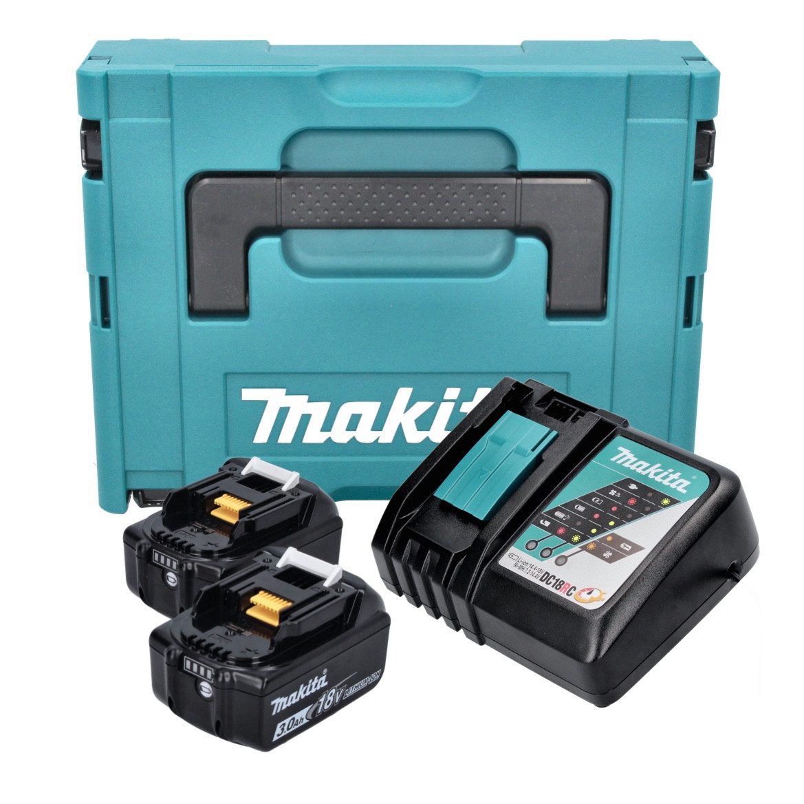 Makita Power Source Kit 18 V (197952-5) mit 2x BL 1830 B Akku 3,0 Ah + DC Akkupacks