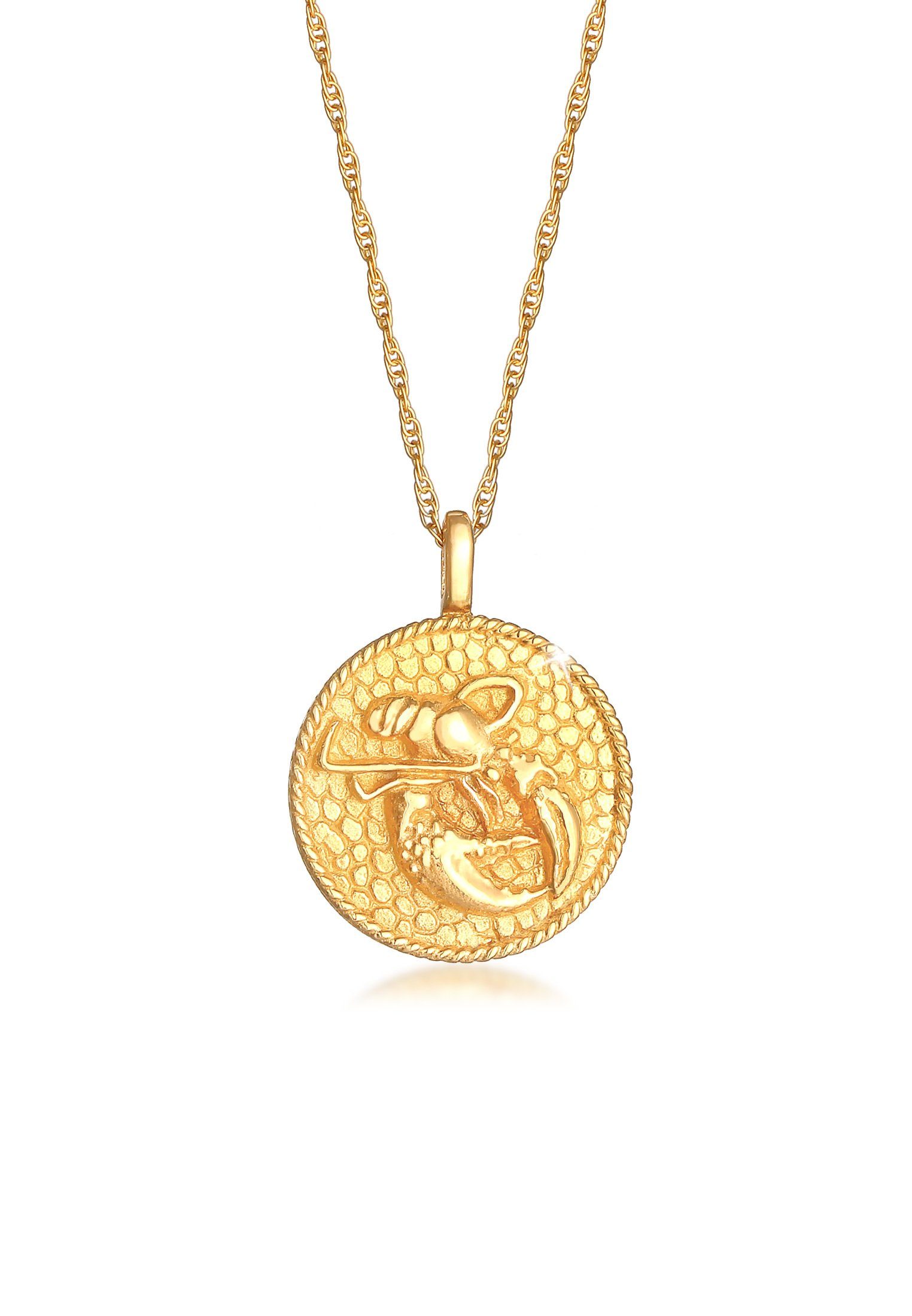 Elli Kette mit Anhänger Sternzeichen Krebs Zodiac Astro Münze 925 Silber, Sternzeichen Gold | Ketten mit Anhänger