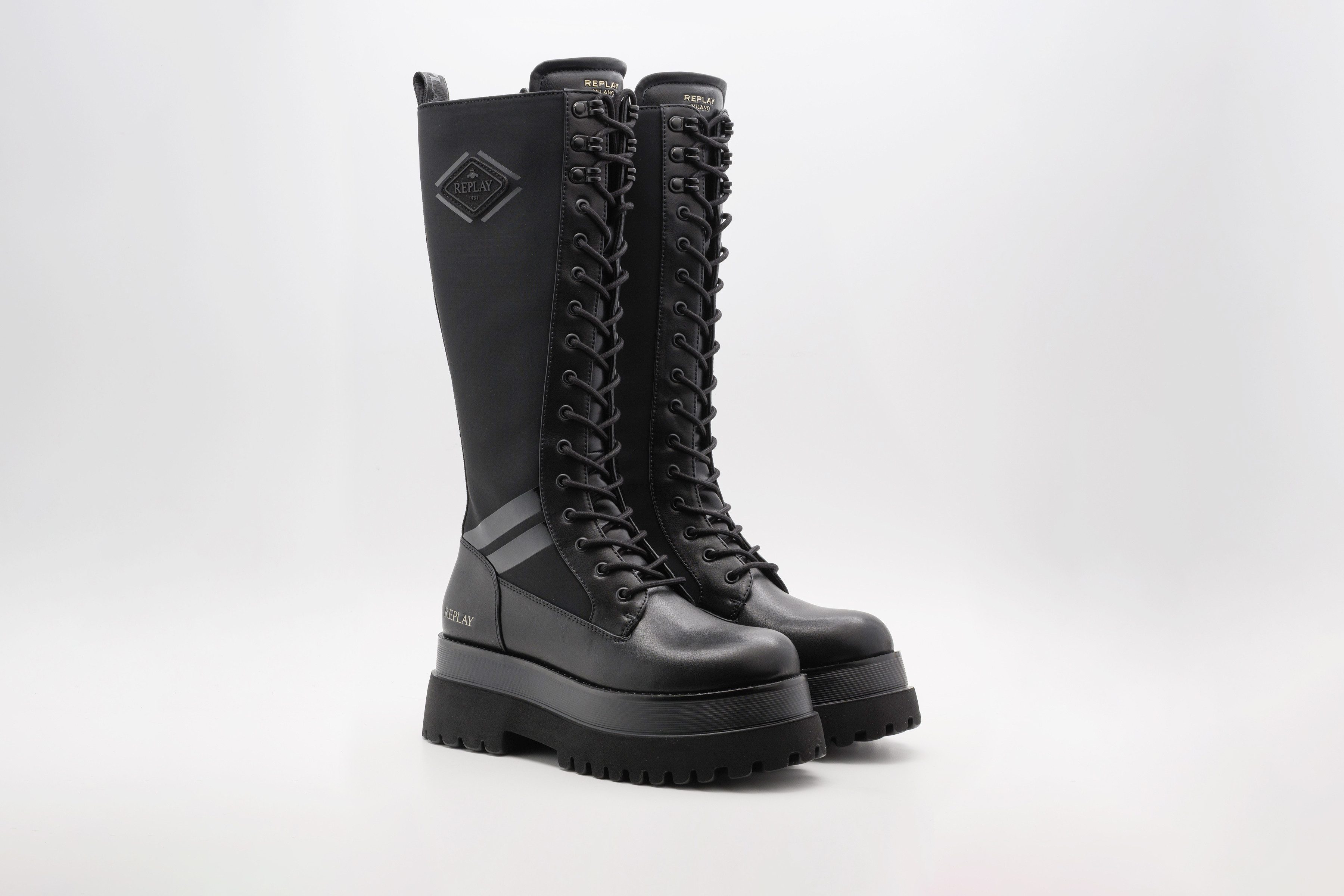 Replay ANY REBEL Stiefel Plateaustiefel, Schnürstiefel mit Logoschriftzug