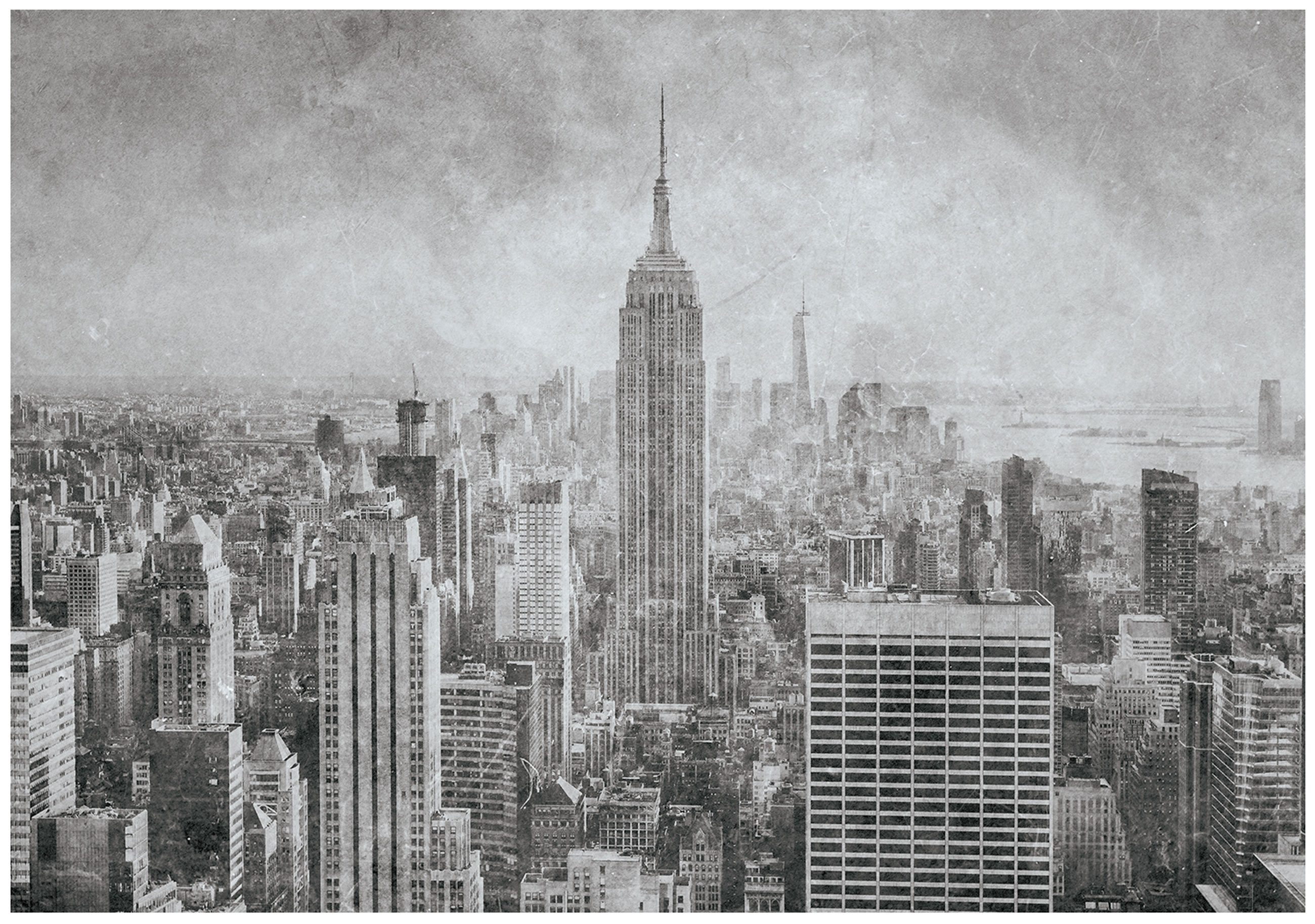 Wallarena Fototapete New York - Mehrfarbig - Modern - Vlies - Wohnzimmer, glatt, (4 St), 416x254cm