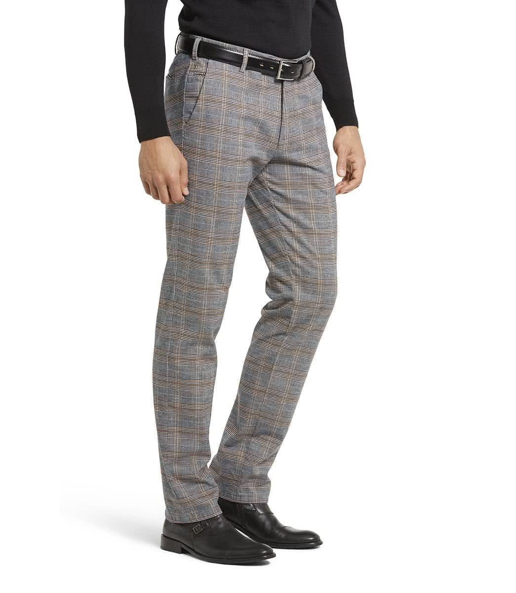 MEYER 5-Pocket-Jeans MEYER EXCLUSIVE BONN Chino grey multicoloured checkered 2-8568-34