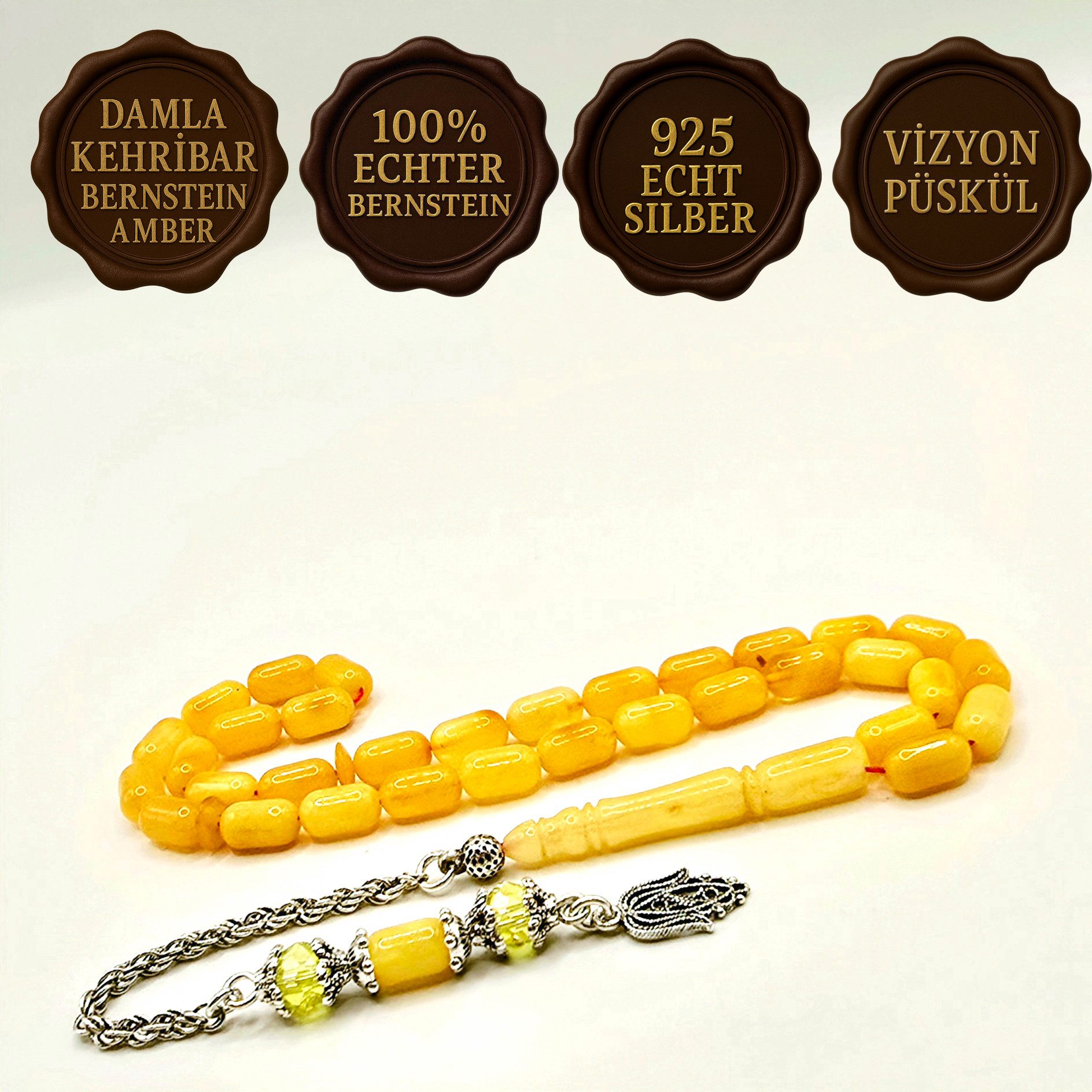 M-Punkt24 Kettenanhänger Tesbih Tespih Damla Kehribar Amber Bernstein (Gebe günstig online kaufen