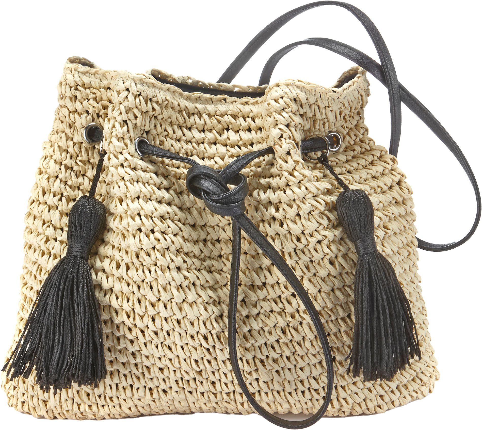 LASCANA Umhängetasche Strandtasche, aus Papierstroh, Handtasche, Schultertasche VEGAN