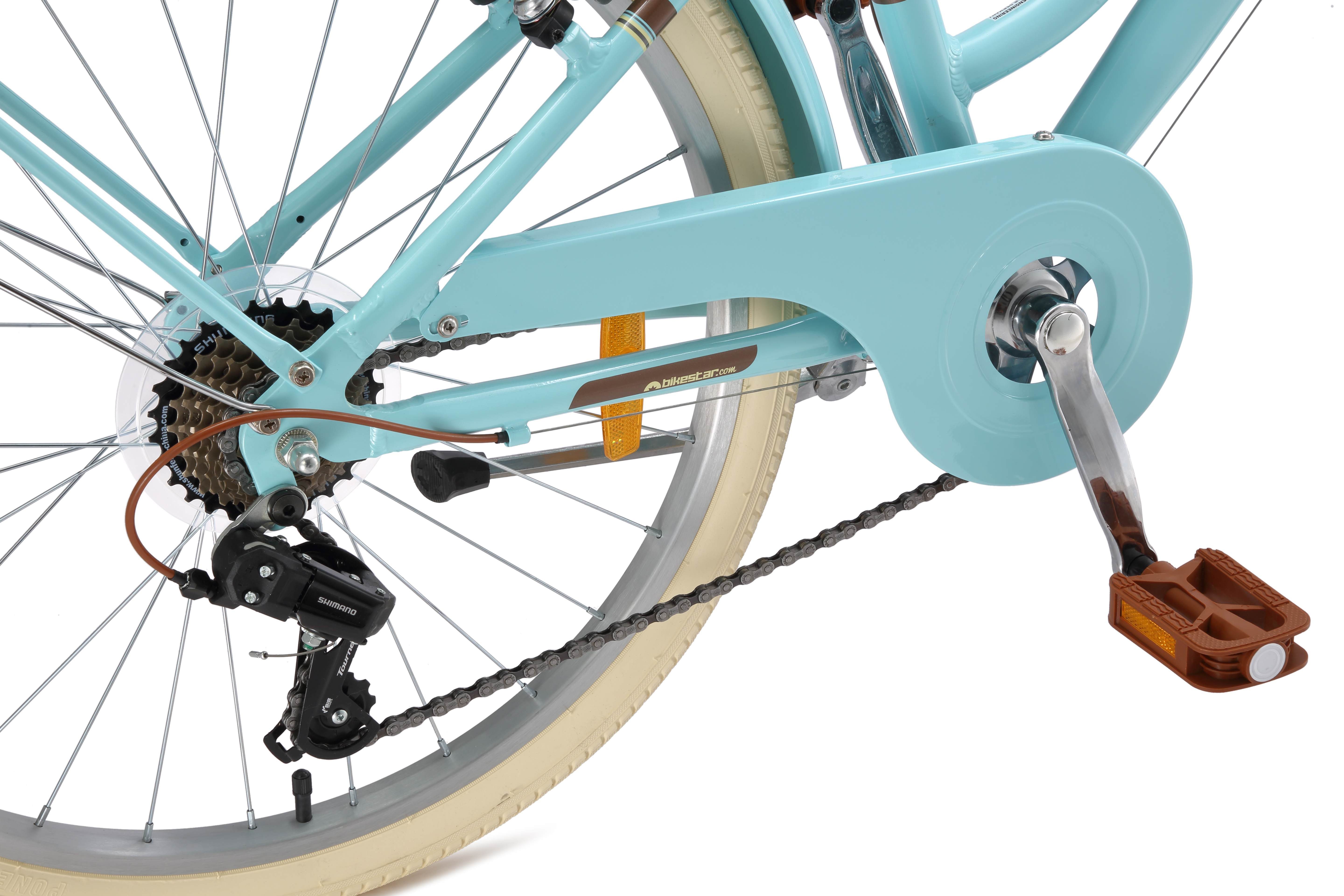 Bikestar children's city bike, 24 inch, aluminum, from 9 years, 1 gear, basket, luggage rack, easy pedaling, ergonomic frame