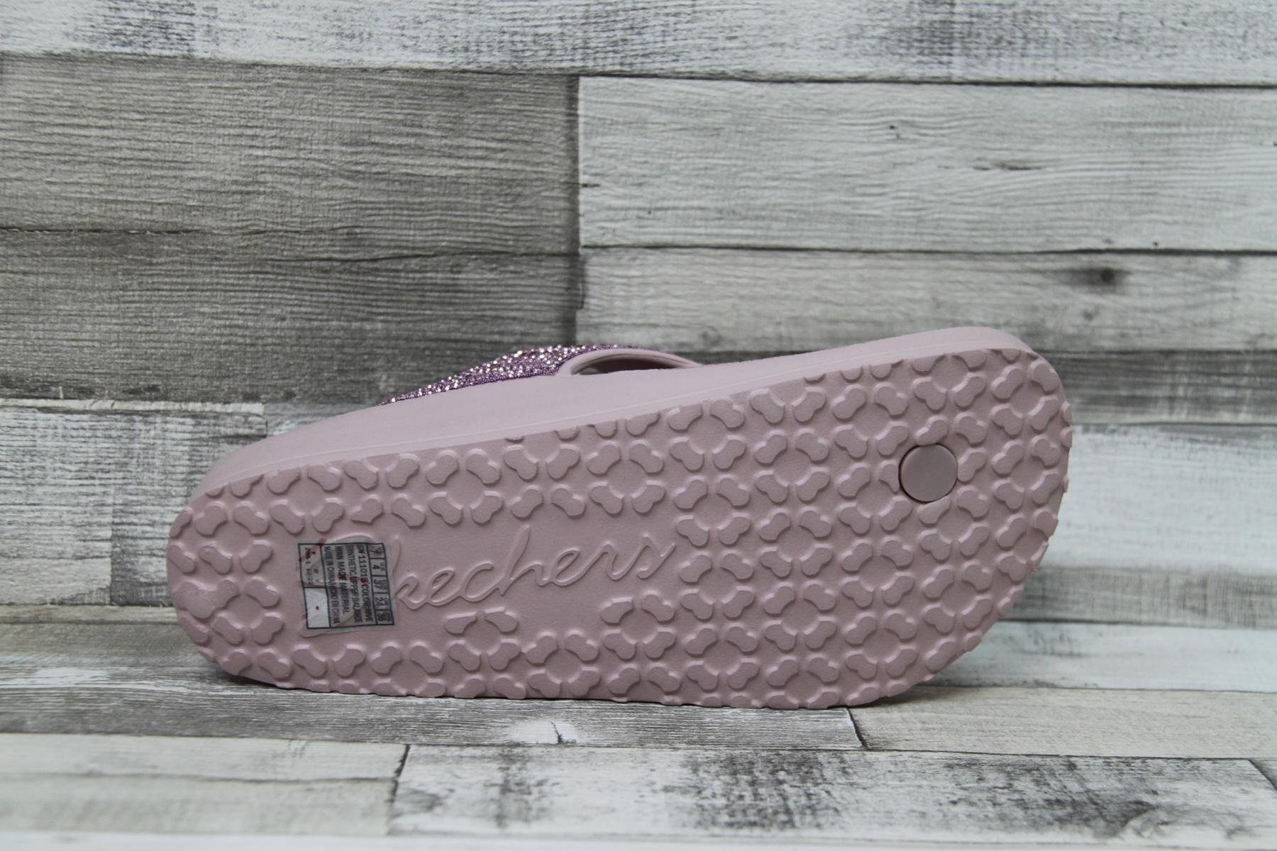 Skechers Foamies Damen Zehenstegpantolette rosa mit Glitzersteinen 36 Pantolette
