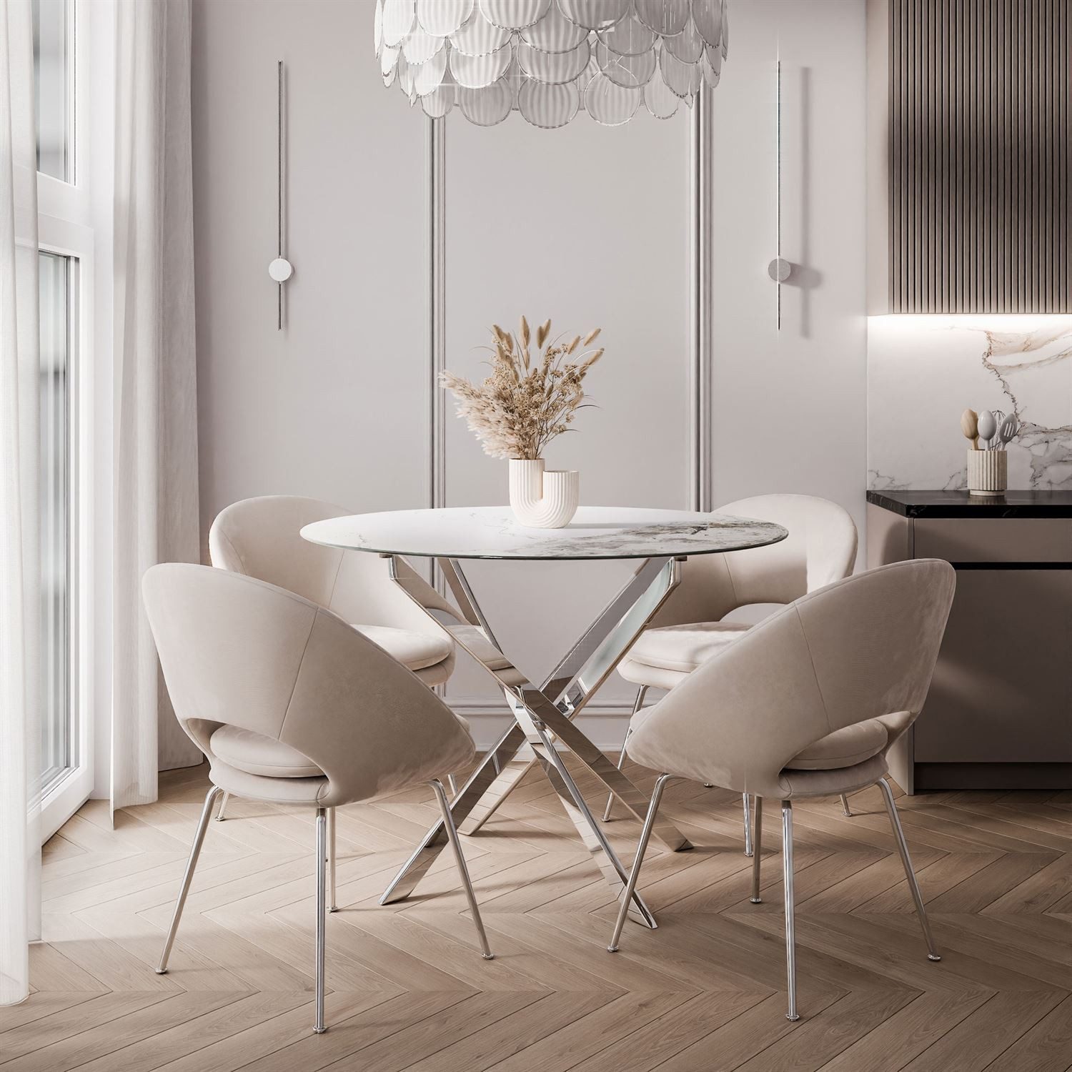 Lookway Esstisch BEIRA II, Runder Tisch 90 cm, Platte aus Keramik, ohne Stü günstig online kaufen