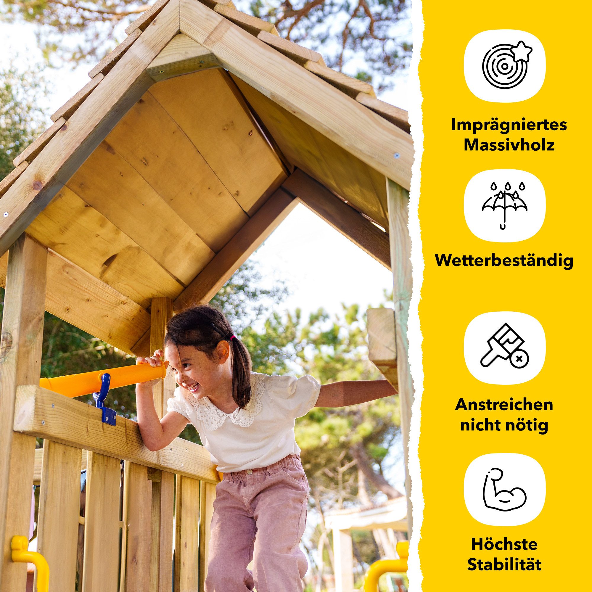 Wickey Spielturm RoyalFlyer – Abenteuer-Spielgerät für Garten mit Rutsche und Schaukel, Spielhaus-Ritterburg mit 10 Jahren Garantie*