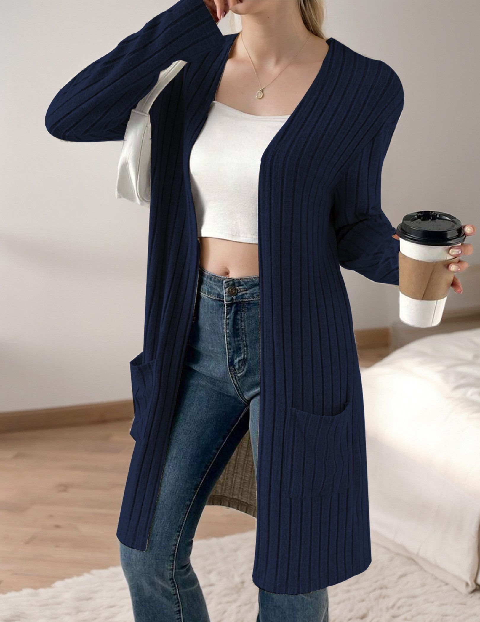 LUCKZON Longstrickjacke Damen, lässig, langärmelig, vorne günstig online kaufen