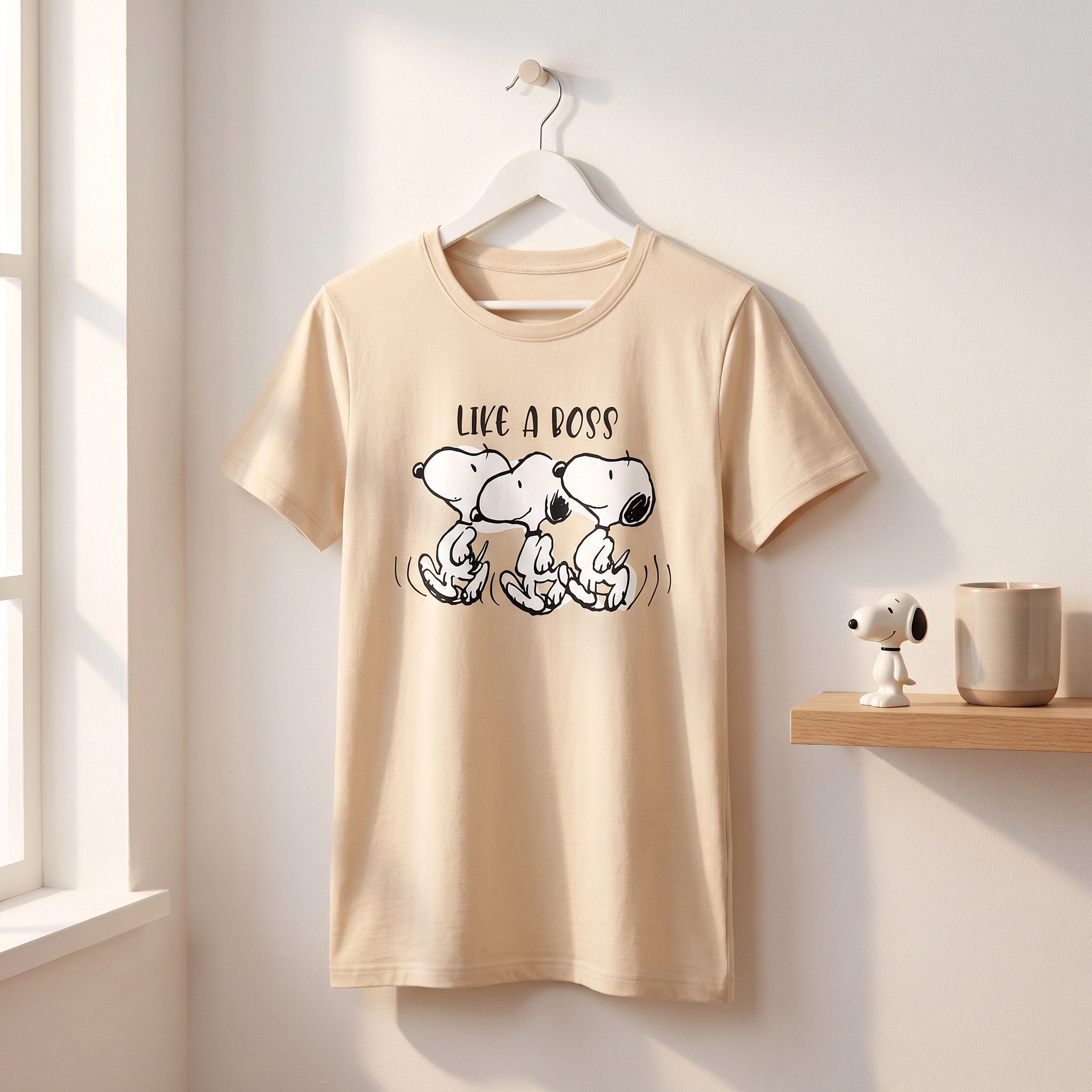 Snoopy Pyjamaoberteil Snoopy Like a Boss Damen kurzarm Schlafshirt Nachthemd Gr. XS bis XL 100% Baumwolle – Bild 4 von 5