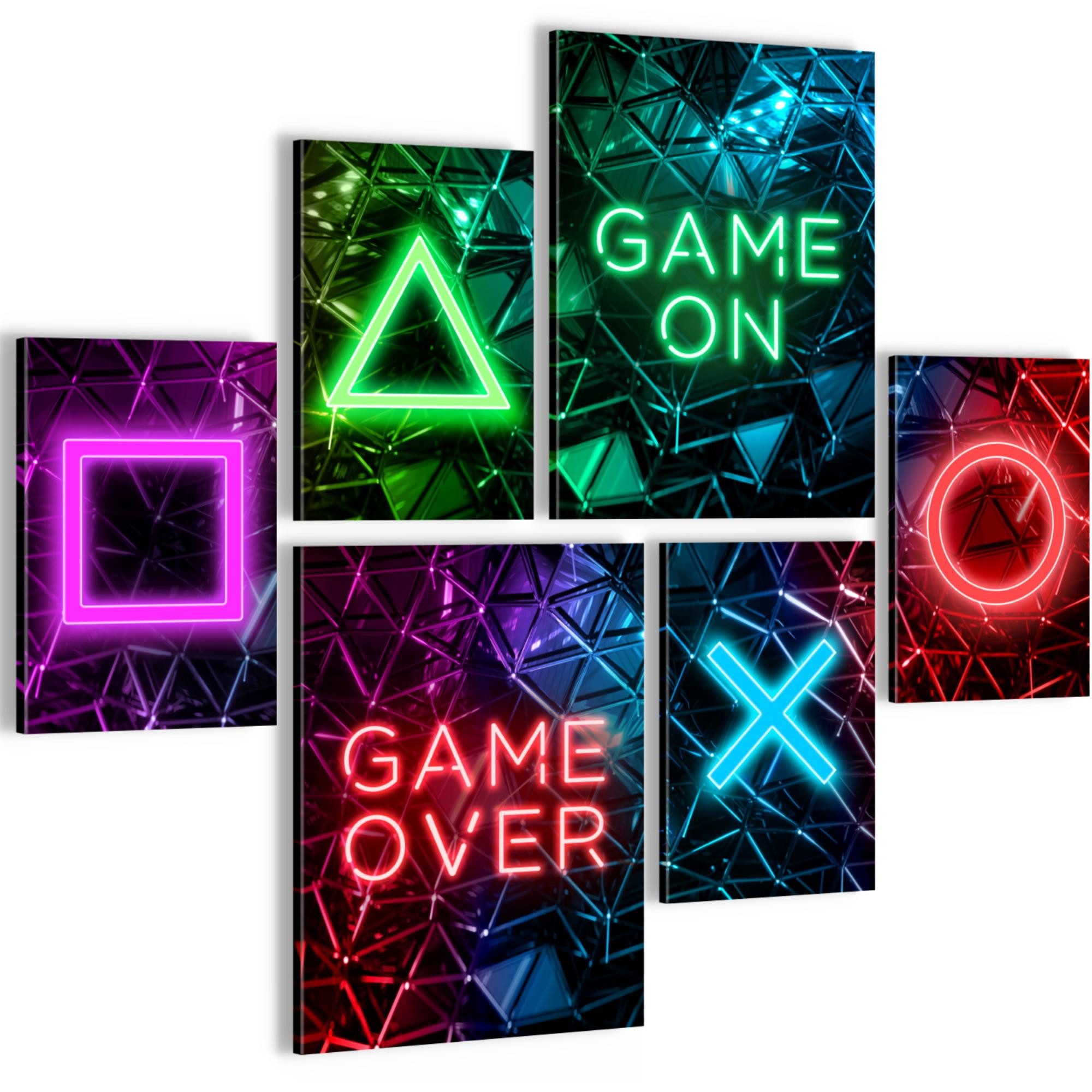 Novart Wandbild Wandbilder Gamer Spielkonsole Junge Teenager AUFHÄNGFERTIG, Game on, 90 x 80 cm