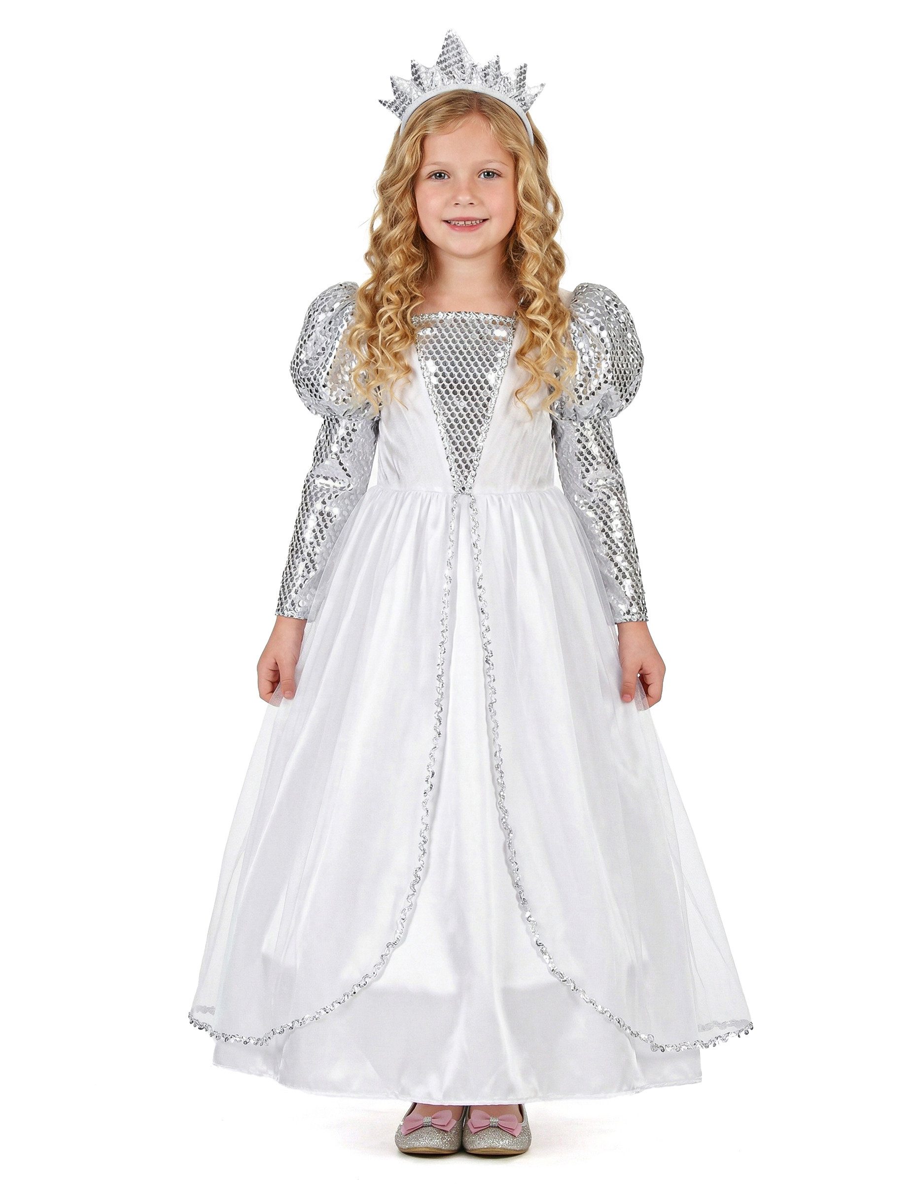 JADEO Kostüm Zarte Prinzessin Kinderkostüm weiß-silber