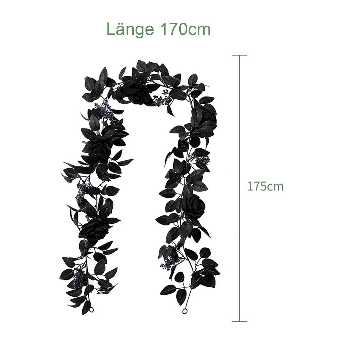 Kunstblumenstrauß Künstliche schwarze Rosenranke, künstliche Rosenranke, GelldG schwarz(Stil3)