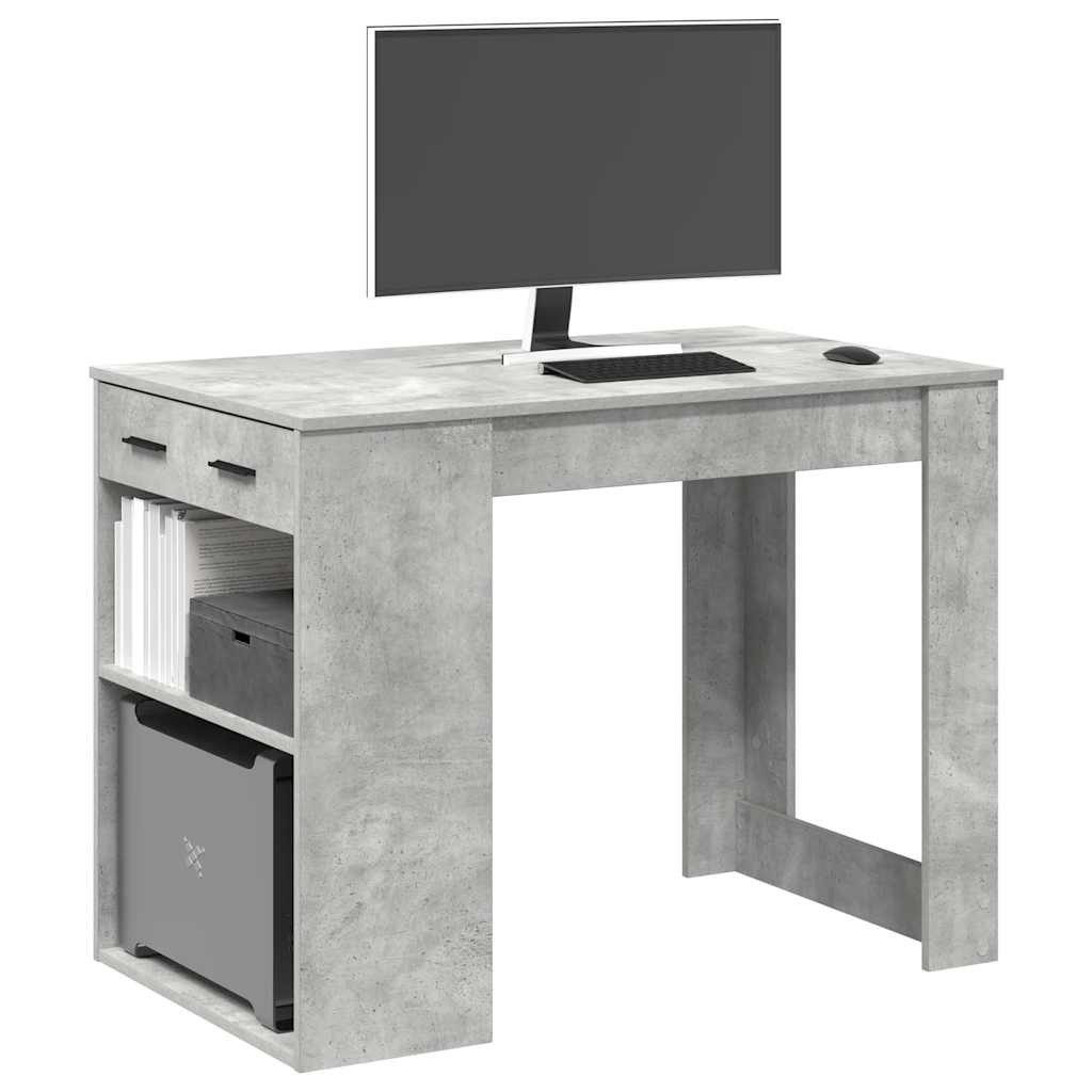 vidaXL Esstisch Schreibtisch mit Schubladen und Ablage Betongrau 102x62x77,5 cm (1-St)