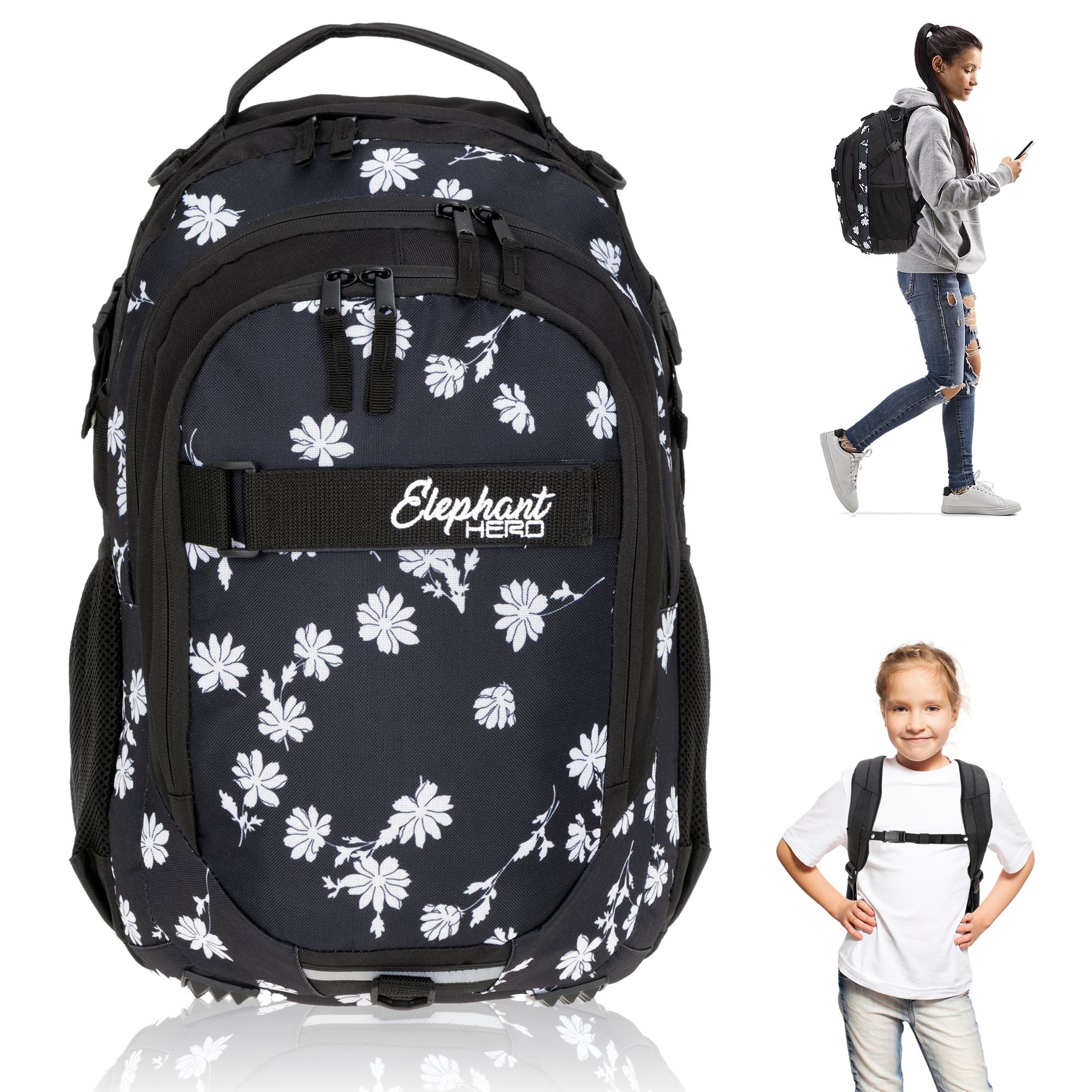 ELEPHANT Schulrucksack Hero Signature Schultasche Digital Ready Set (4 Teile Schulrucksackset, 4-tlg., inkl. Mäppchen Box + Laptop Hülle Sleeve + 31 Teile Stifte), Rucksack Schulmappe Jungen Mädchen +rmlv