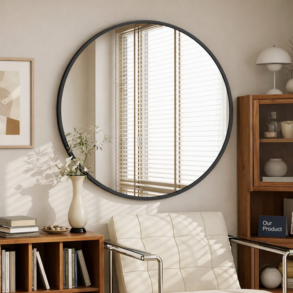 JOULISE Wandspiegel Spiegel rund, Badezimmerspiegel 50/60/70 cm, Aluminiumrahmen, Modern, verzerrungsfrei, einfache Montage, bruchsicher, top Qualität