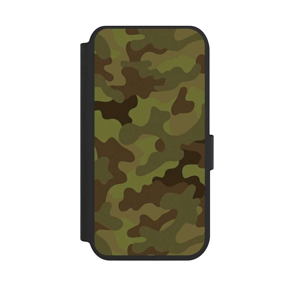 NIVOCASE Handyhülle Camouflage Tarnmuster Bundeswehr Military Denim Camo, Apple iPhone 14 Pro Klapphülle Handyhülle aus Kunst Leder