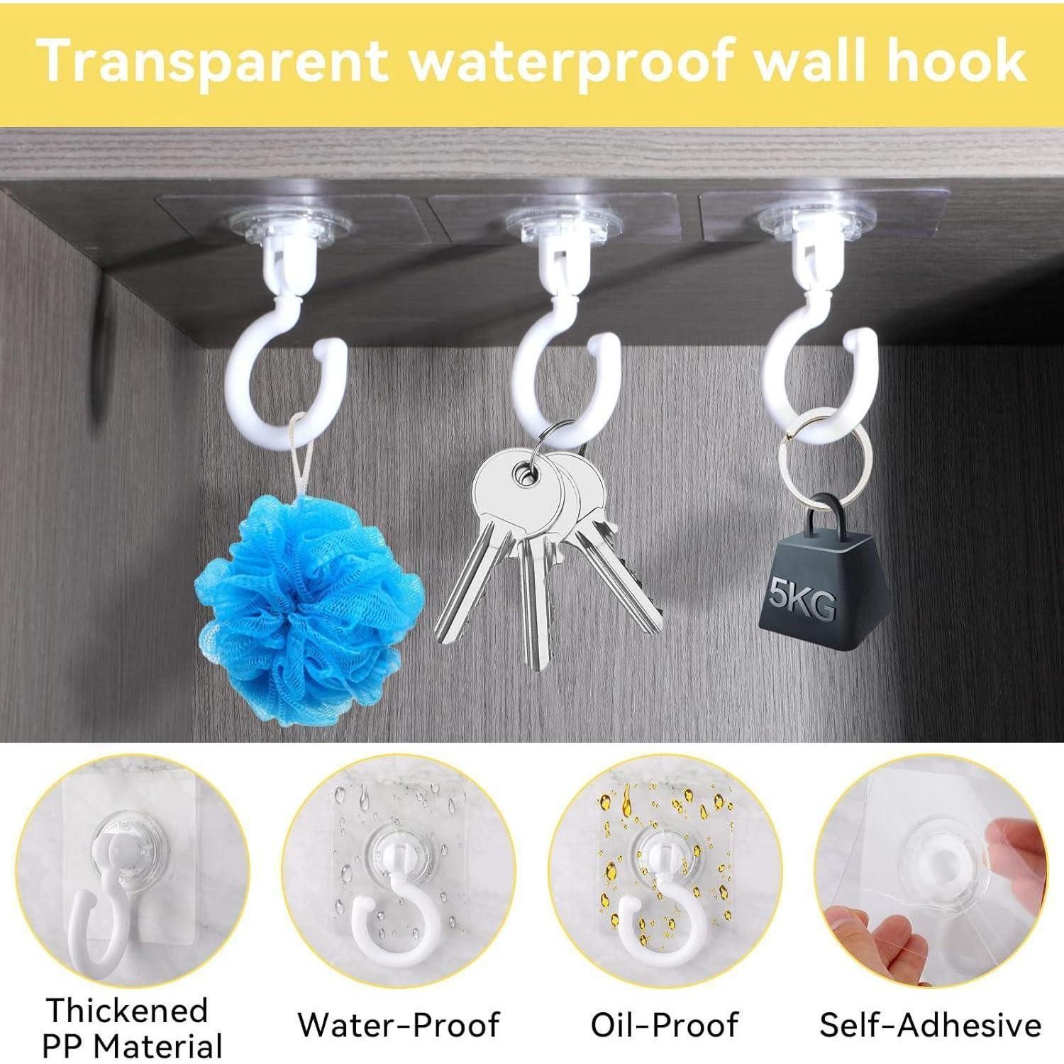 LuxusKollektion Klebehaken Selbstklebende Deckenhaken 6 Stück 360° drehbar transparent, (6-St) – Bild 4 von 5