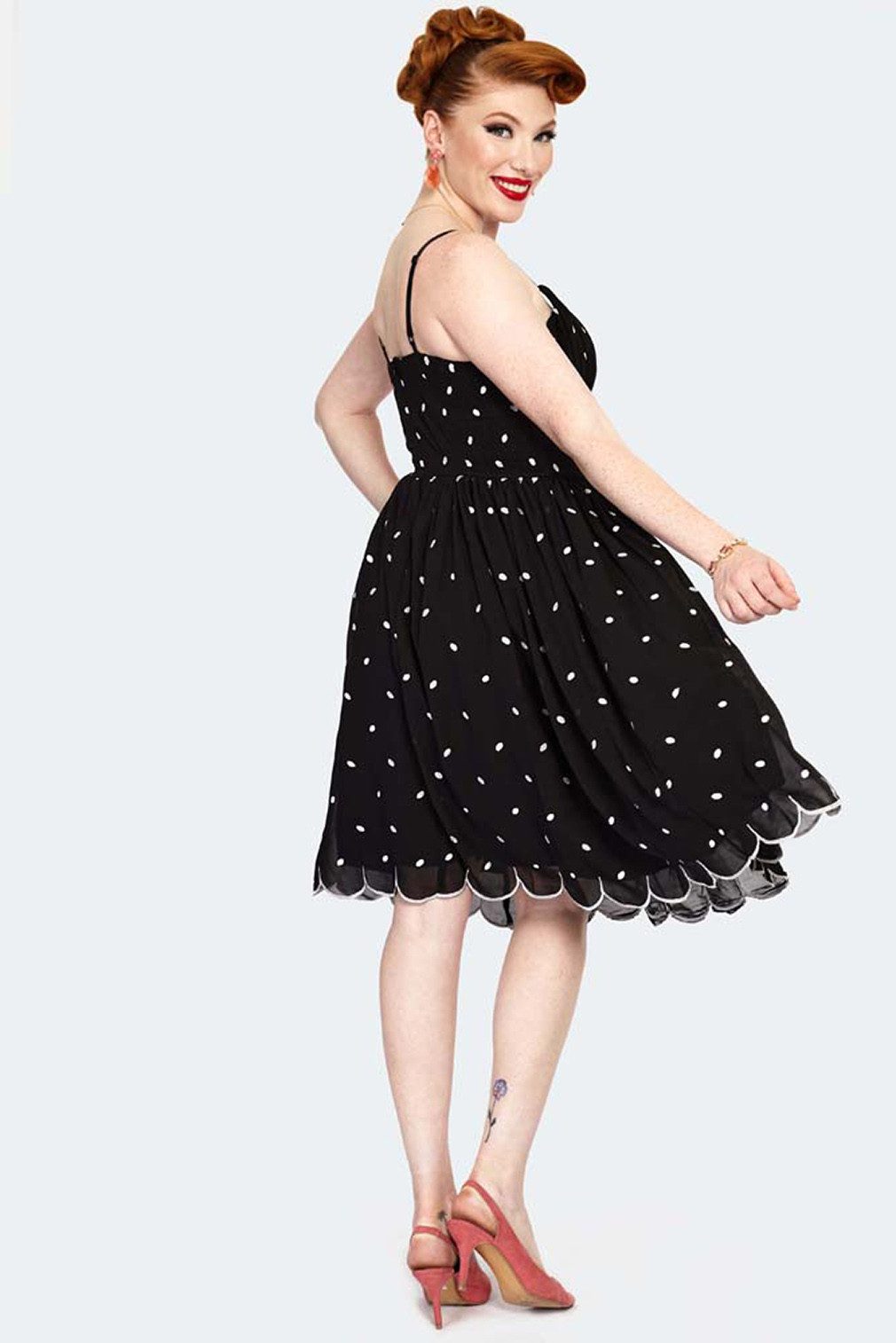 Voodoo Vixen A-Linien-Kleid Dotty 50's Polka Dot Flare Dress Vintage Chiffo günstig online kaufen
