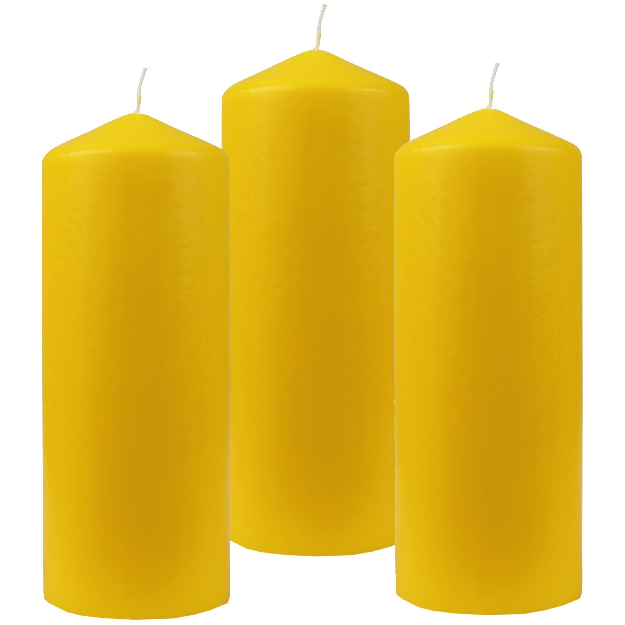 HS Candle Stumpenkerze Blockkerze (3-tlg), Wachskerzen Ø8cm x 20cm - Kerze in vielen Farben