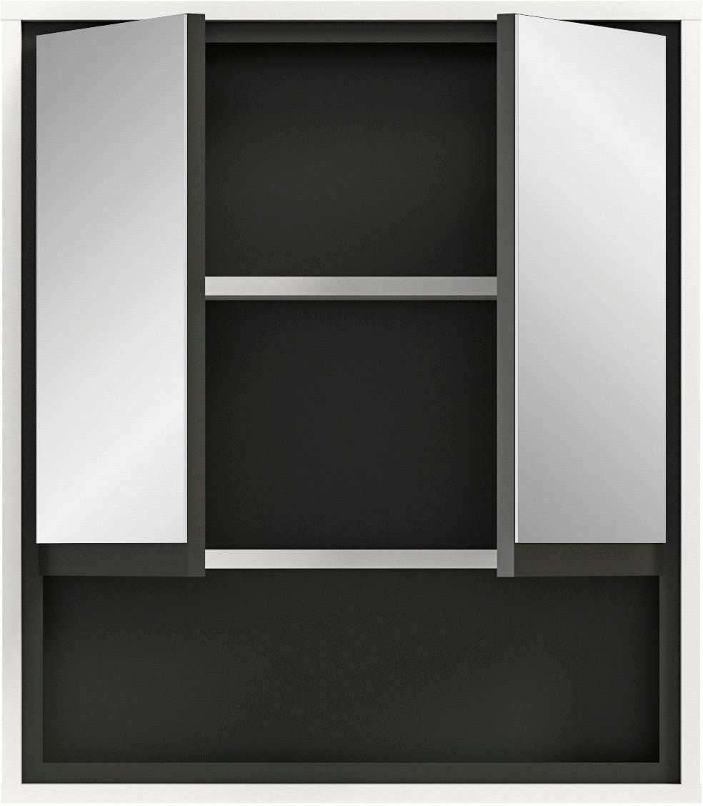 welltime Badezimmerspiegelschrank Jaru Badmöbel, 2 Breite 1 Türen, 60 weiß cm Fach, | offenes weiß