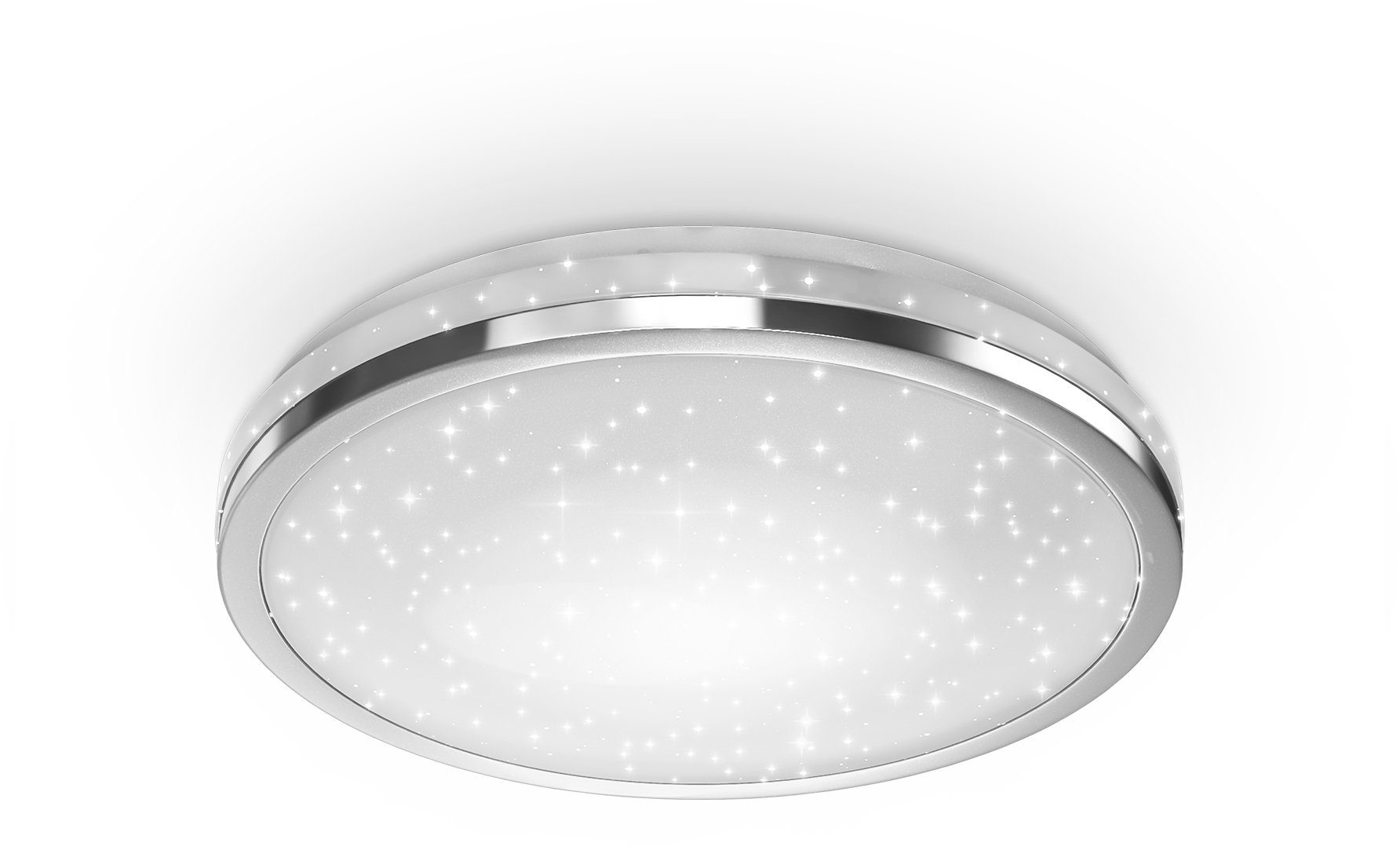 Wunderbar LED Deckenlampe Deckenleuchte, B.K.Licht integriert, neutralweiß, Neutralweiß, 10W mit fest 900lm, LED Sternendekor, LED chromfarben