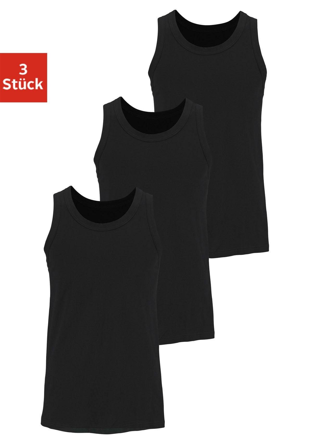 (Packung, 3-tlg) aus Baumwolle schwarz Tanktop H.I.S