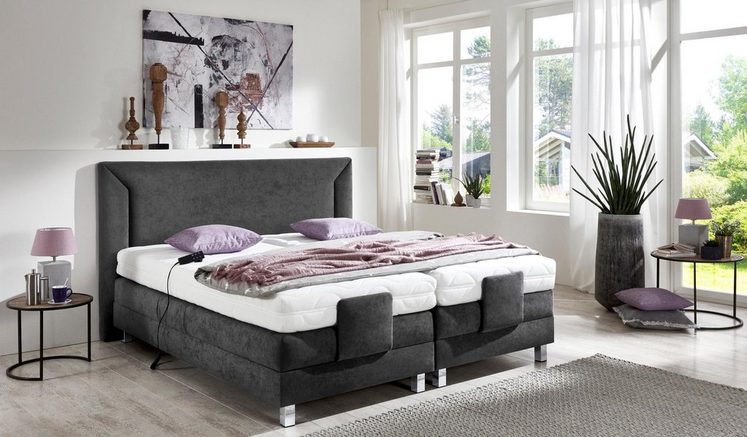Westfalia Boxspringbetten in anthrazit Mikrovelours