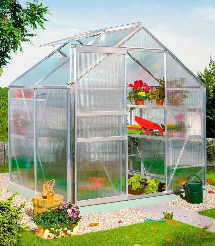 Vitavia Gewächshaus Calypso 3000, BxTxH: 192 x 154 x 197 cm, 4 mm Wandstärke silberfarben | Rabatt: 30% Vitavia Gewächshaus Calypso 3000, BxTxH: 192 x 154 x 197 cm, 4 mm Wandstärke silberfarben | Rabatt: 30%