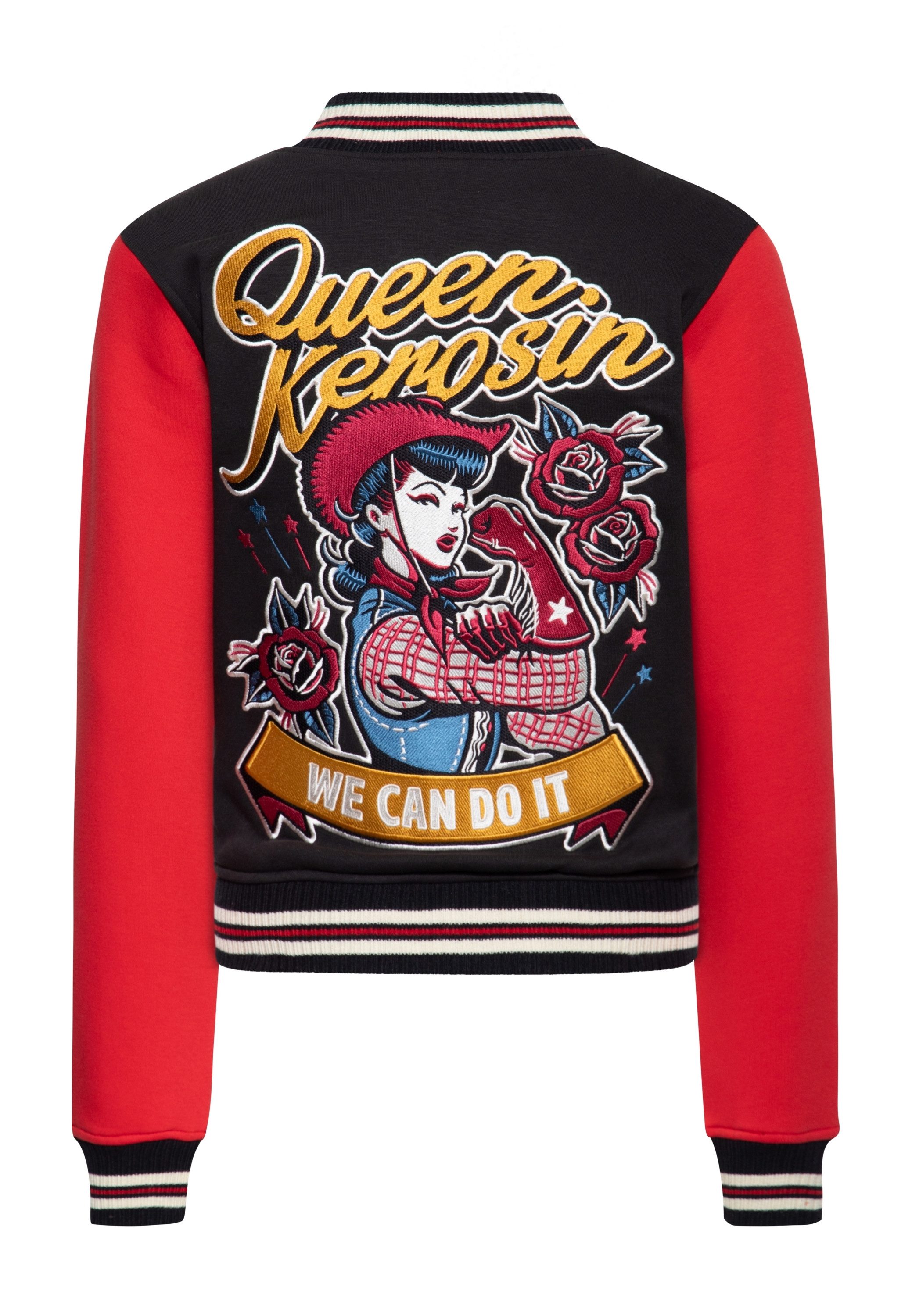 QueenKerosin Collegejacke We Can Do It (1-St) mit großer Rückenstickerei