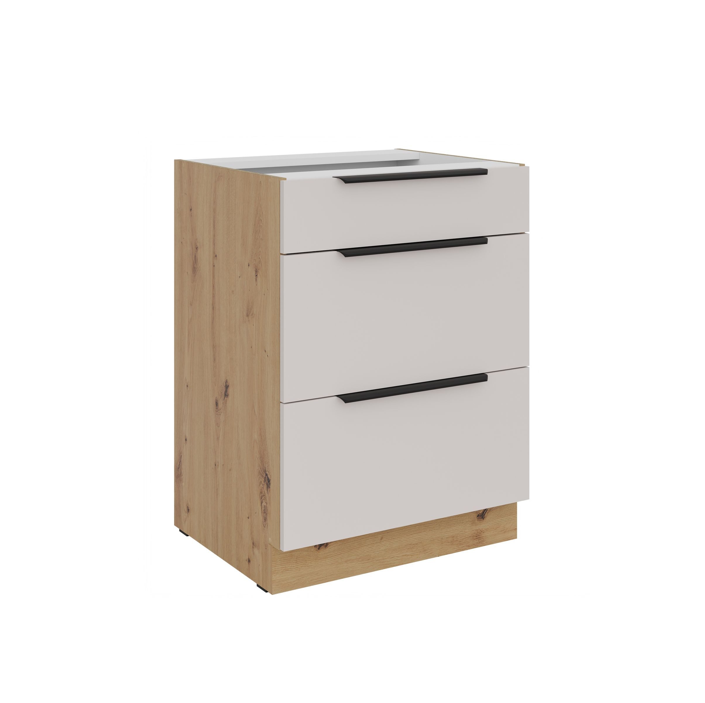 Küchen-Preisbombe Auszugsunterschrank 60 cm Küche SOLANO Kaschmir beige Vollauszug Soft-Close Küchenzeile