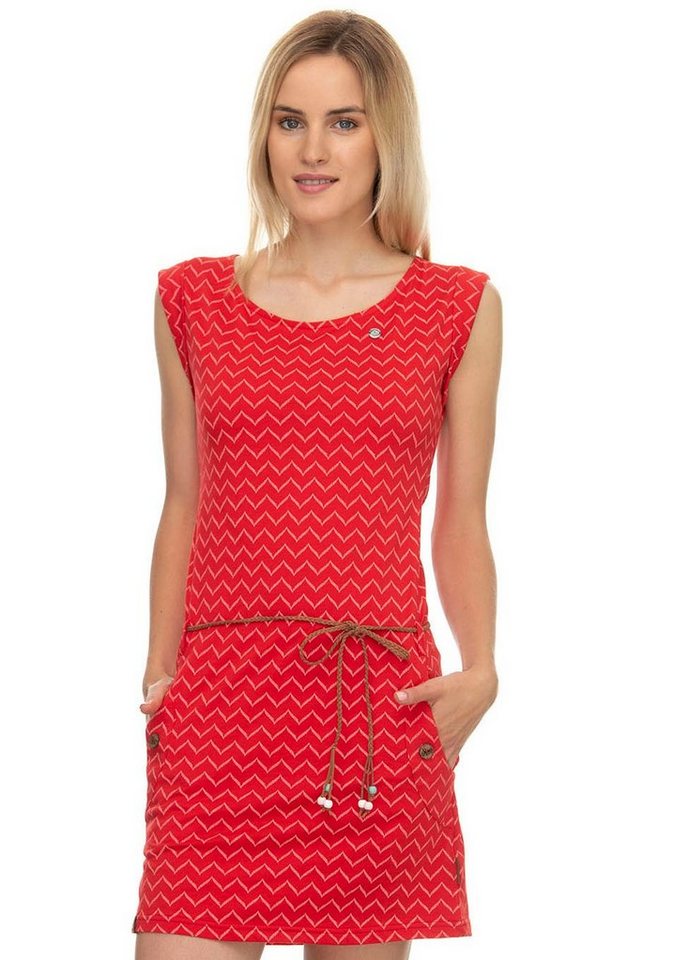 Ragwear Shirtkleid »TAG ZIG ZAG« (2-tlg., mit abnehmbarem Gürtel) mit "Zig Zag" Alloverprint in rot