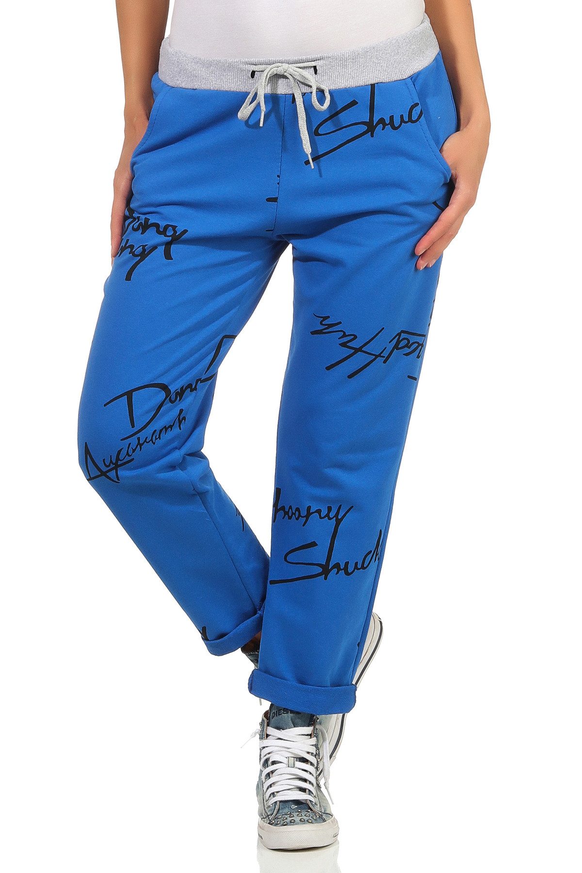 simaranda Jogginghose Damen Jogginghose Schrift 37 Royalblau 36-40