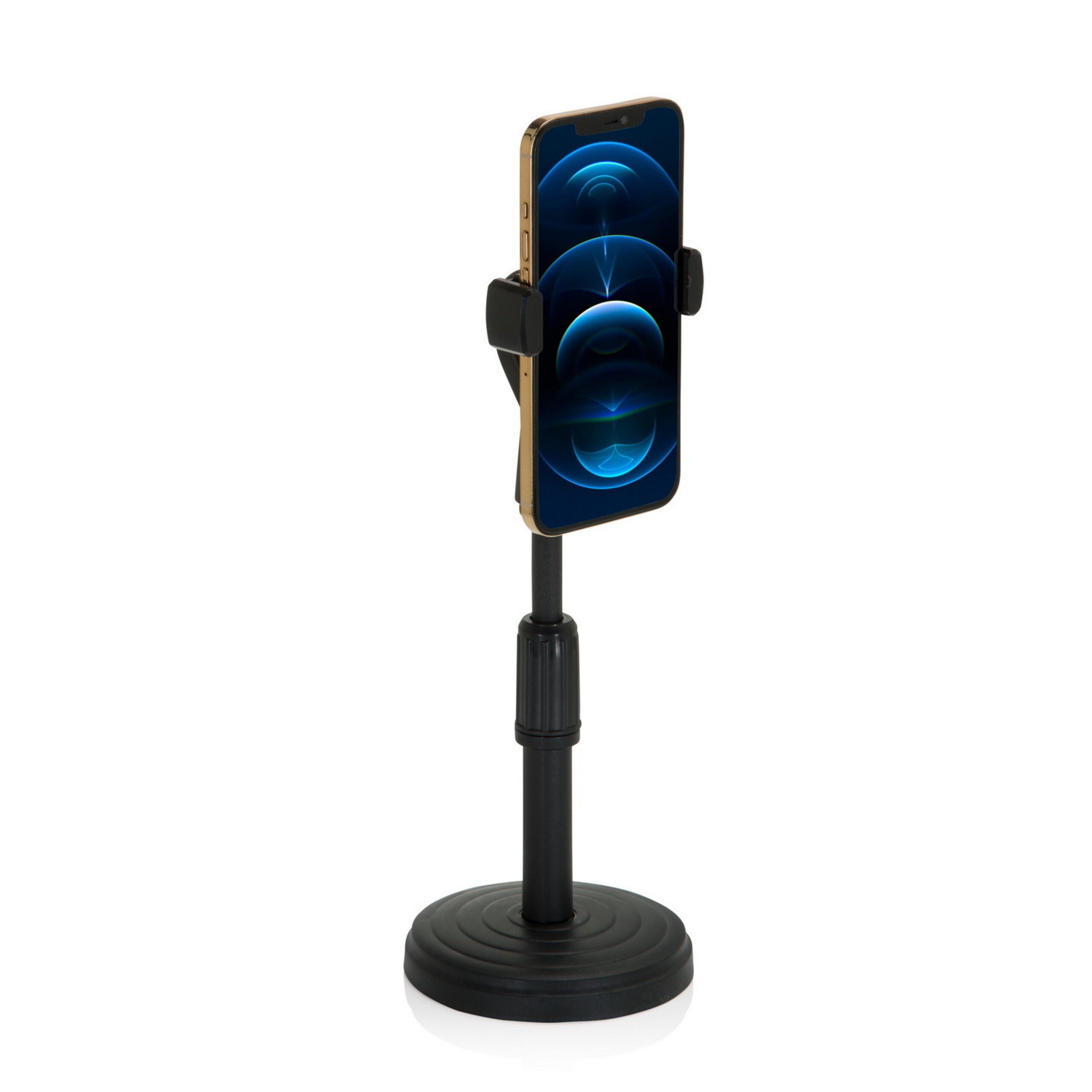 hjh OFFICE Handy-Halterung Handy & Tablet Halterung Flexmobi Ii Kunststoff, (bis 3.5 Zoll, Halter mit Tellerfuß, 360° schwenkbar, höhenverstellbar)