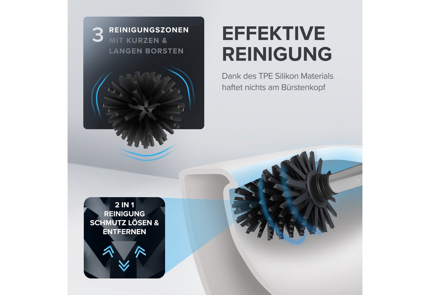 Thumbnail - ovimar WC-Reinigungsbürste, (1-tlg), aus Edelstahl in Silber zur Zum Kleben