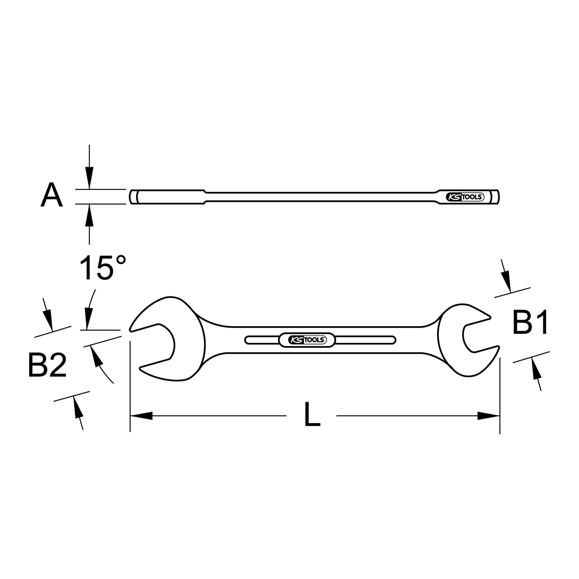 KS Tools Maulschlüssel KS Tools EDELSTAHL Doppel-Maulschlüssel, 5,5x7mm, abgewinkelt