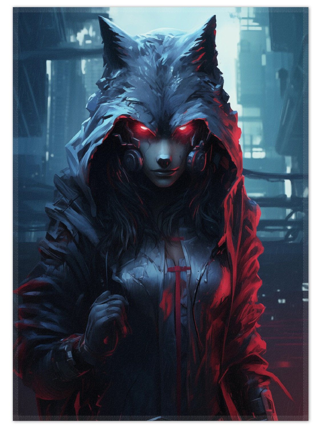 Wallario Teppich Frau im Wolfspelz, rechteckig, rutschfest