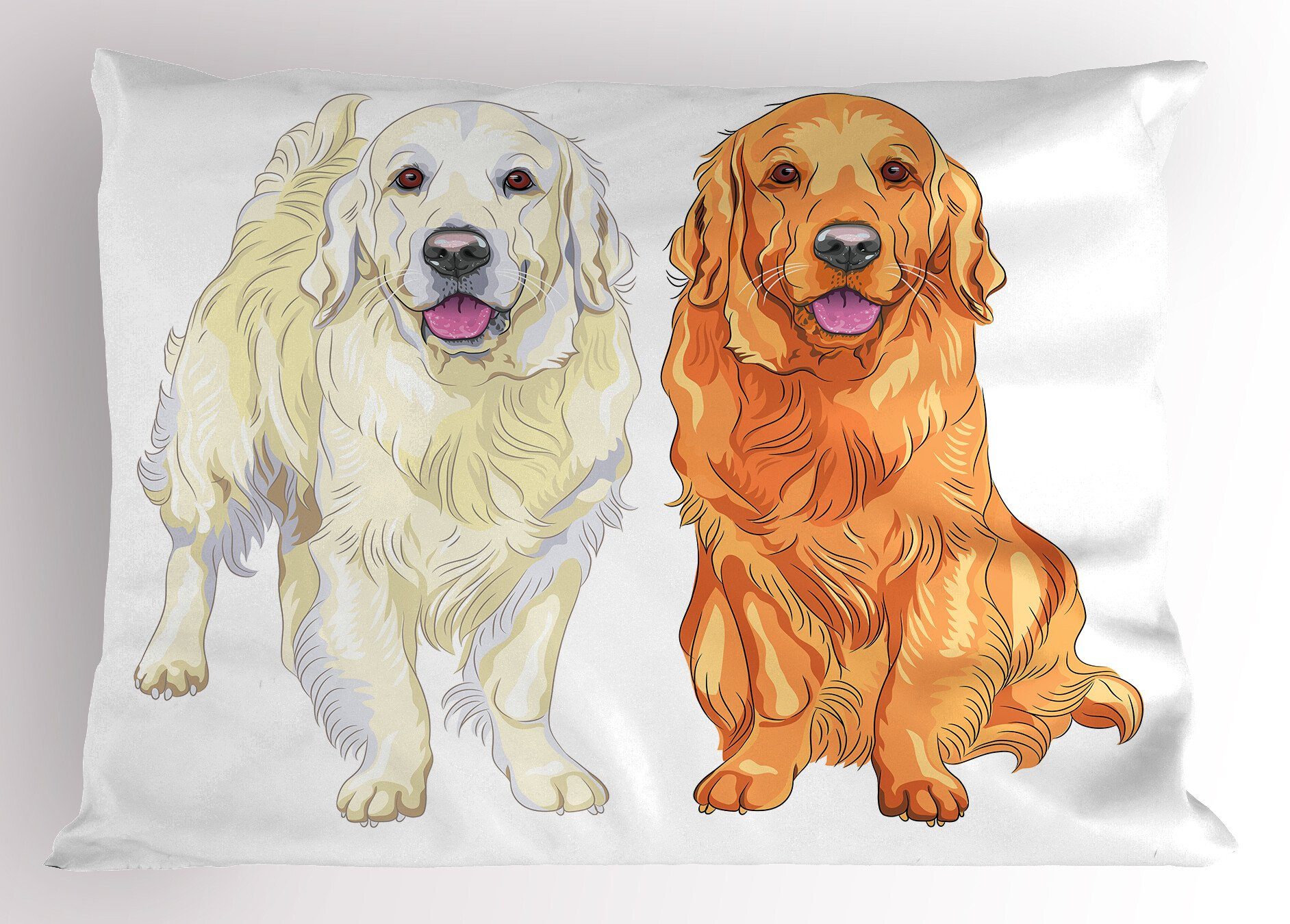 Gedruckter Smiling Dogs Kissenbezug, Abakuhaus Stück), Dekorativer Standard Golden Kissenbezüge (1 Retriever Size King