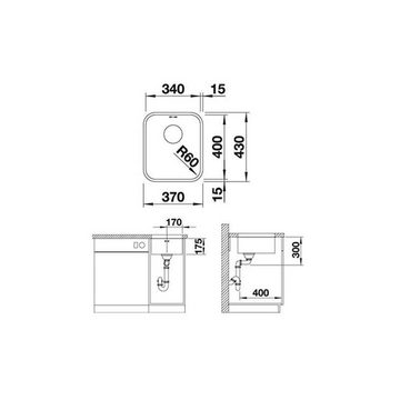 Blanco Edelstahlspüle BLANCO Unterbaubecken SUPRA 340-U Edelstahl Bürstfinish, 37/43 cm