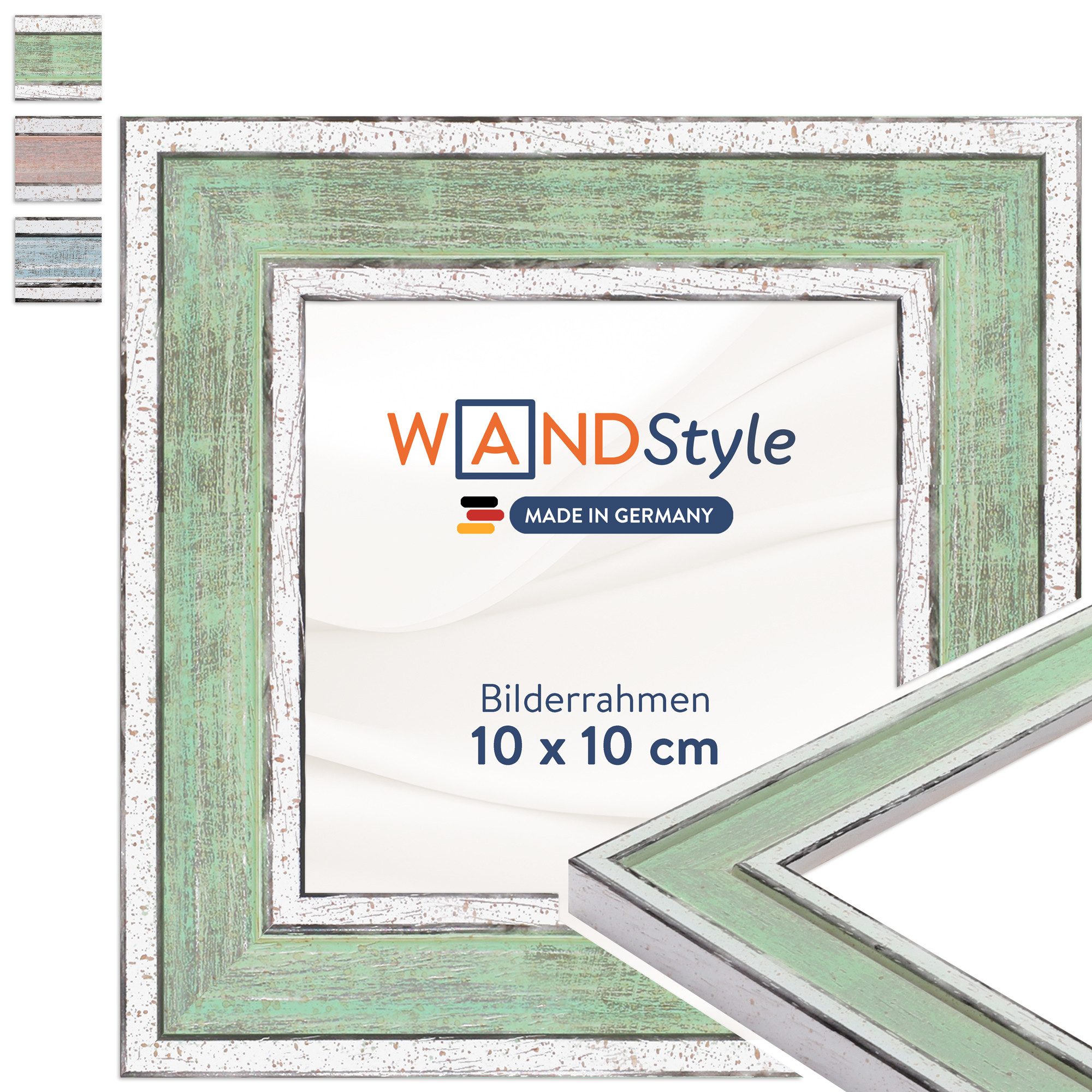 WANDStyle Bilderrahmen H460, Hellgrün, aus Massivholz im Stil Vintage