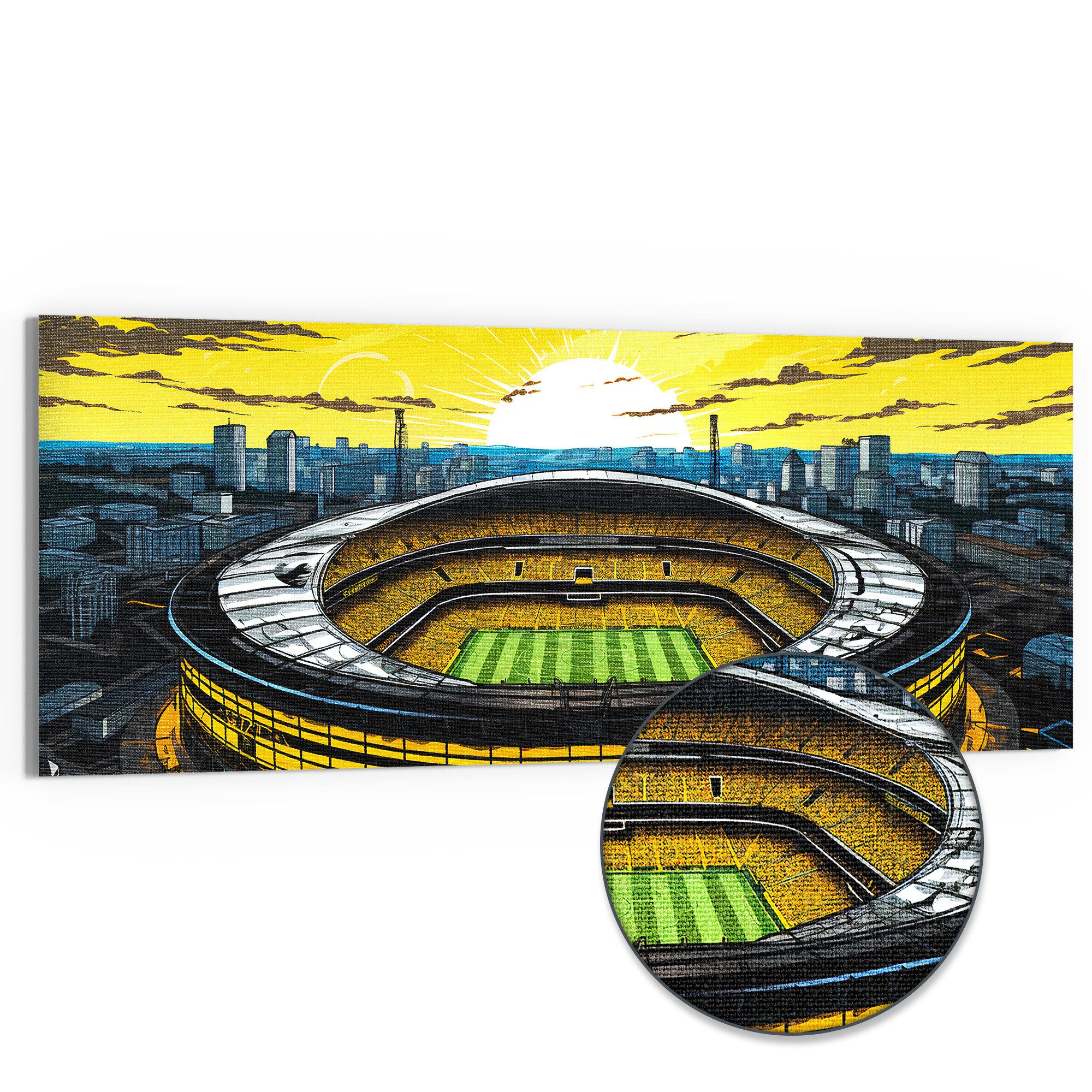 DEQORI Leinwandbild 'Stadion Borussia Dortmund', 'Stadion Borussia Dortmund', Hybrid Leinwand Bild Wandbild flach modern