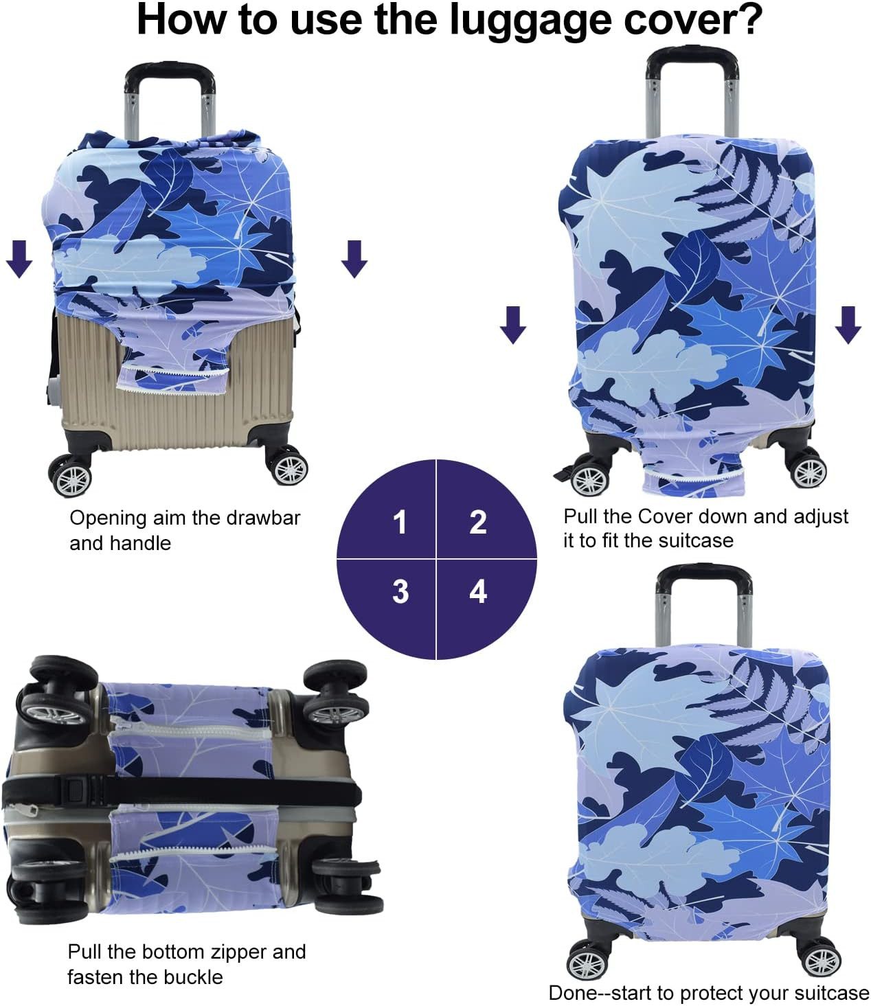 FELIXLEO Kofferhülle Bluemaple Kofferhülle Gepäckabdeckung für 26 bis 28 Zoll