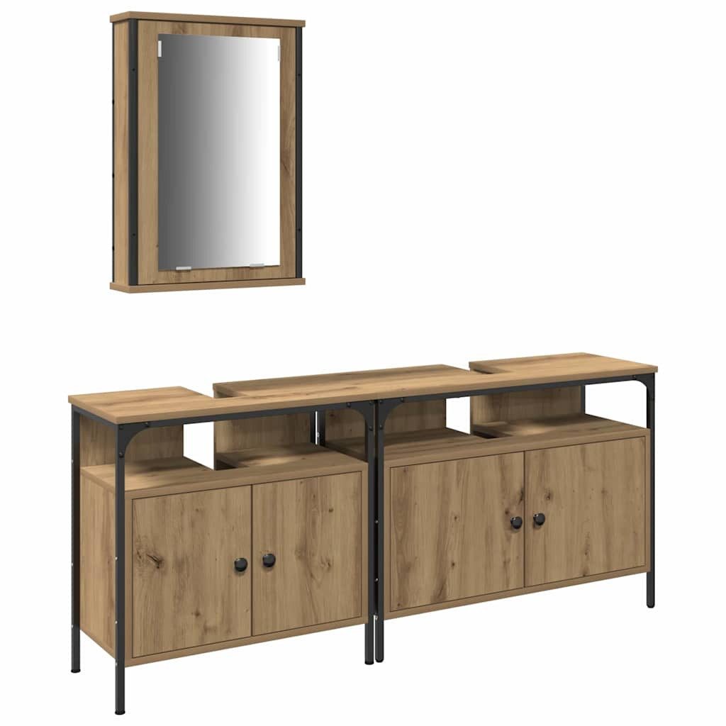 vidaXL Badezimmerspiegelschrank Badezimmer Waschbeckenmöbel 3 Stk. Braun 80 x 30 x 60 cm (3-St)