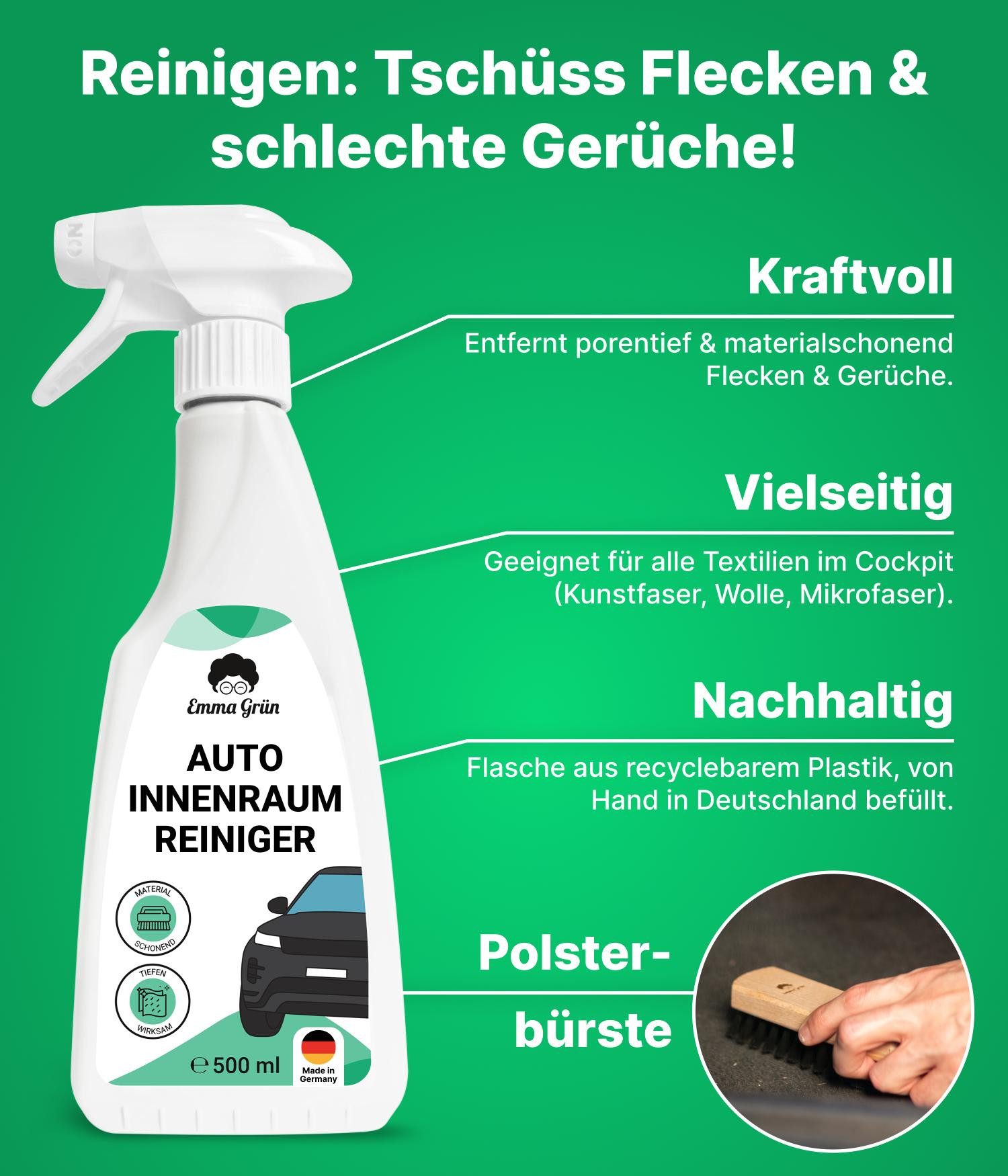 Emma Grün Auto Innenreinigung Set mit Reiniger & Pflege Allzweckreiniger