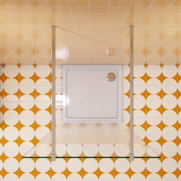 duschspa Duschwand 10mm Duschwand mit Milchstreifen Duschtrennwand Glaswand, Einscheibensicherheitsglas, Sicherheitsglas, (Set), Glas