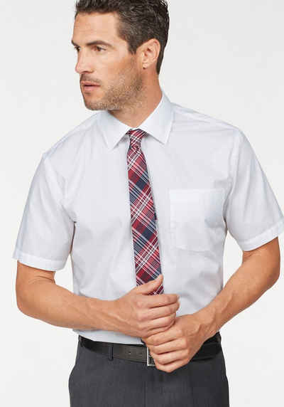 Herren Hemd Weiß Regular Kontrastfarbene Details am Kragen 80% Baumwolle M-6XL