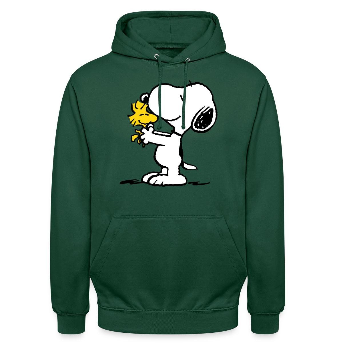 Spreadshirt Hoodie Peanuts Snoopy Und Woodstock Unisex Hoodie (1-tlg) Unisex-Schnitt: Sitzt bei Männern körpernah, bei Frauen weit