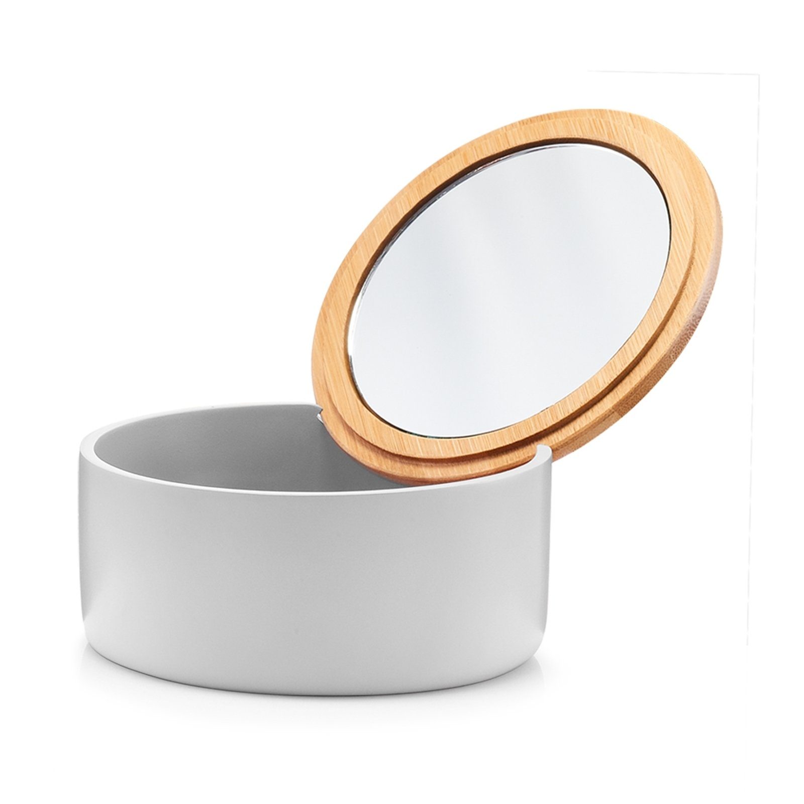 Zeller Present Schmuckkasten Schmuckkästchen rund mit Spiegel (1 St), Aufbewahrungsbox mit Spiegel Make up Spiegel