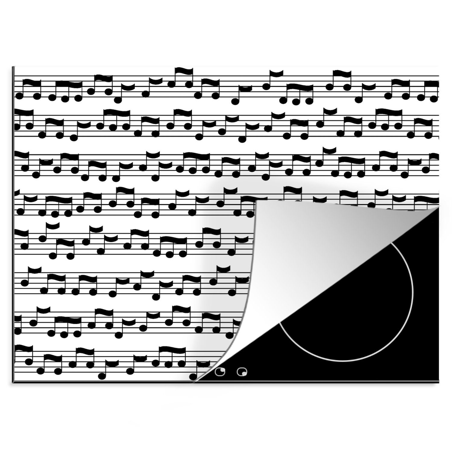 MuchoWow Herdblende-/Abdeckplatte Musik cm, Ceranfeldabdeckung (1 60x52 - - Vinyl, Mobile Arbeitsfläche nutzbar, Patterns tlg), Musiknoten